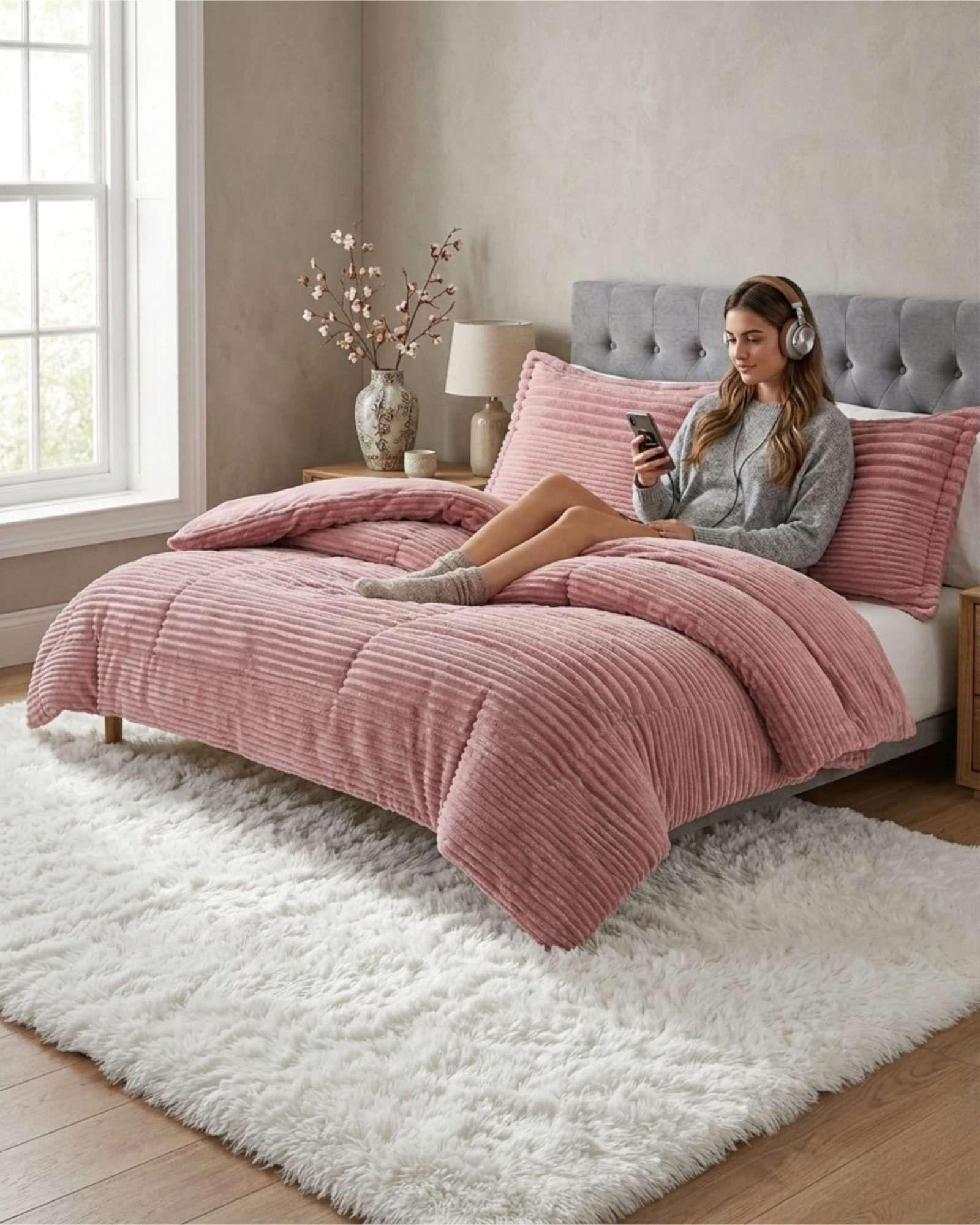 Plumón Acanalado 2 Plazas + Fundas "Renueva tu dormitorio con estilo y comodidad" blanco-4