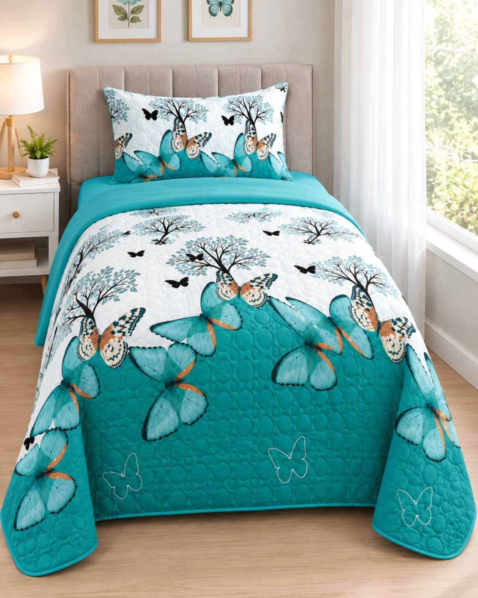 Juego Cubrecama Quilt Verano 1.5 Plazas + Juego De Sábanas 06-2