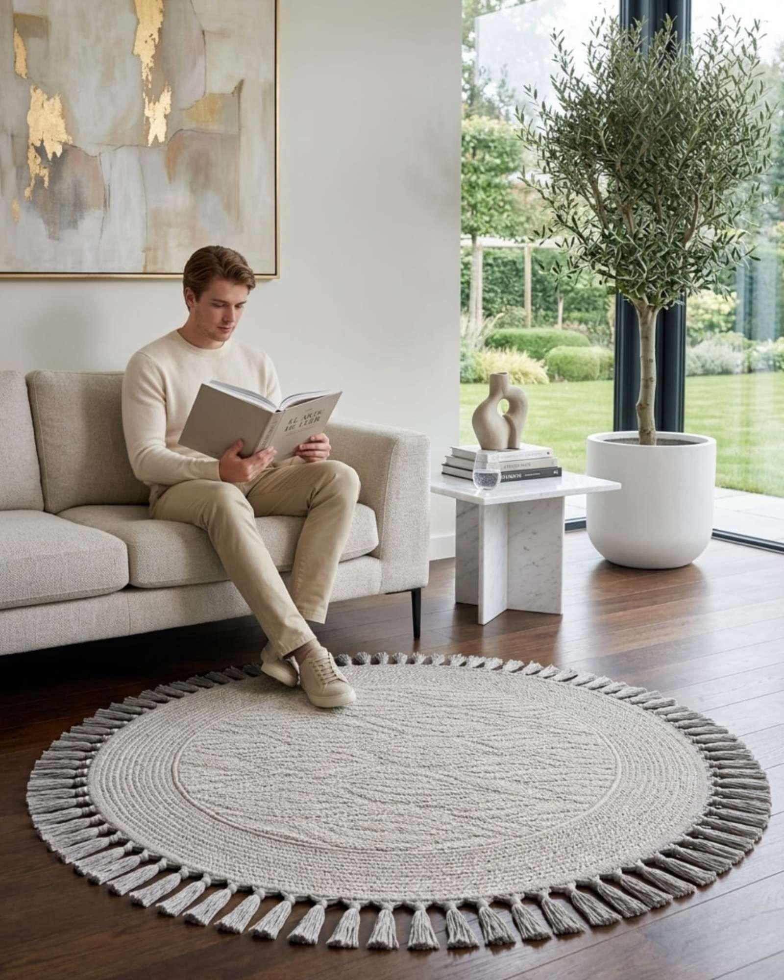 Alfombra de Sisal Redonda 100cm Diseño con Relieve Nordico m3-2