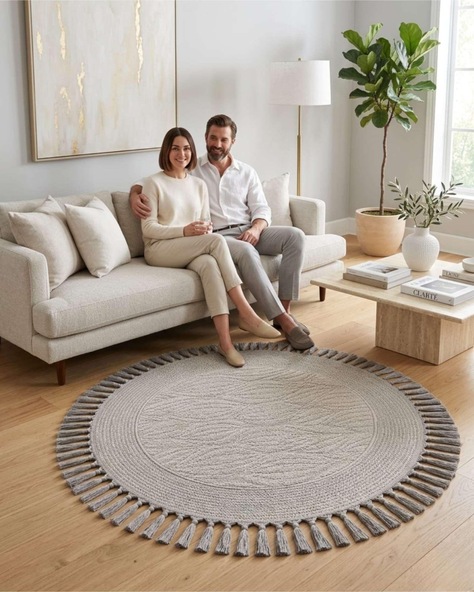 Alfombra de Sisal Redonda 100cm Diseño con Relieve Nordico m3-3