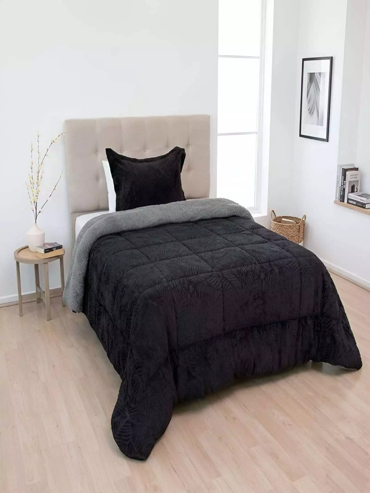 Cubrecama Outboss Deluxe Sherpa 1.5 Plazas negro-3