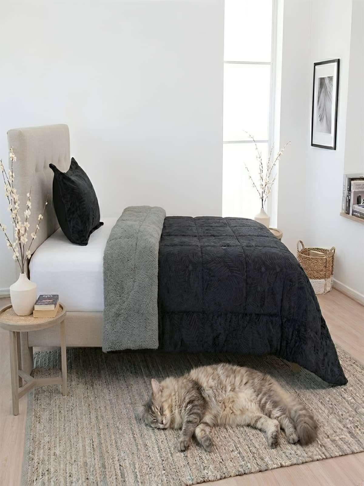 Cubrecama Outboss Deluxe Sherpa 1.5 Plazas negro-4