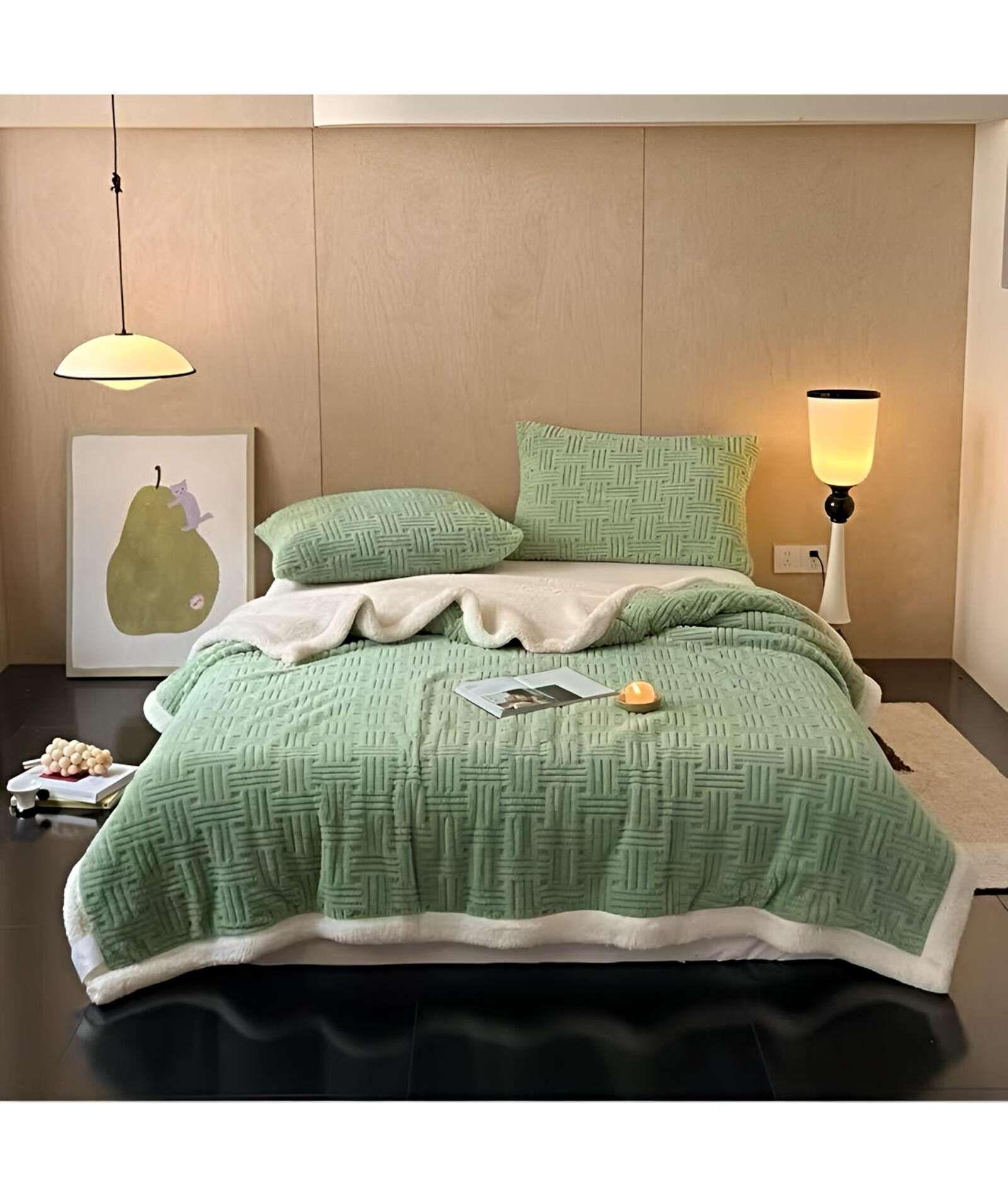 FRAZADA CON CHIPORRO 2 PLAZA VERDE-2