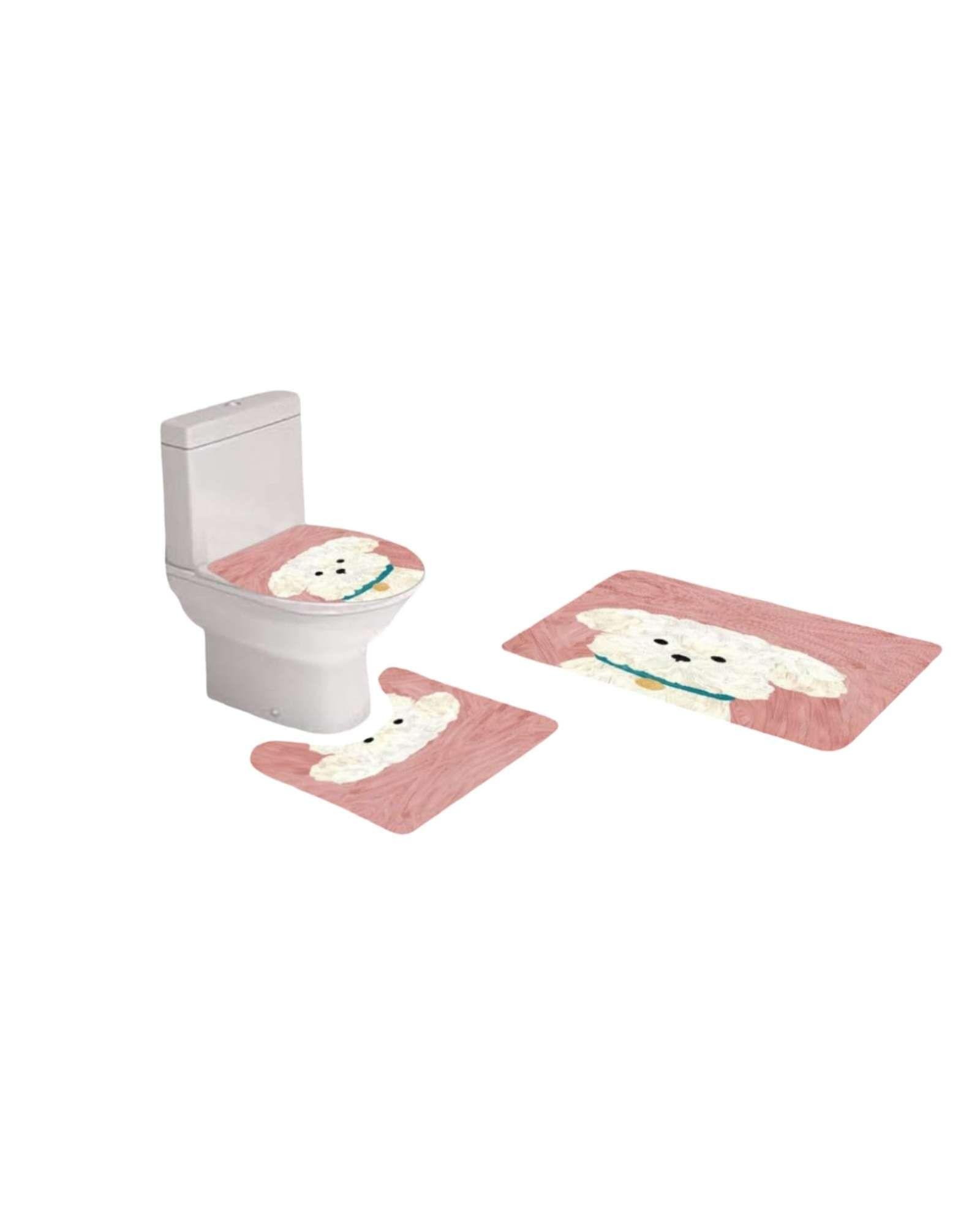 Juego 5 piezas con Cortina de baño de Tela Poliéster y  Forro de Ducha de Plástico J-7-3