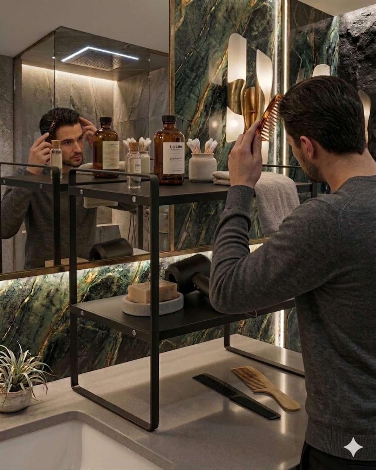 Organizador Multiuso Moderno de 2 Niveles de Fierro y Madera-3