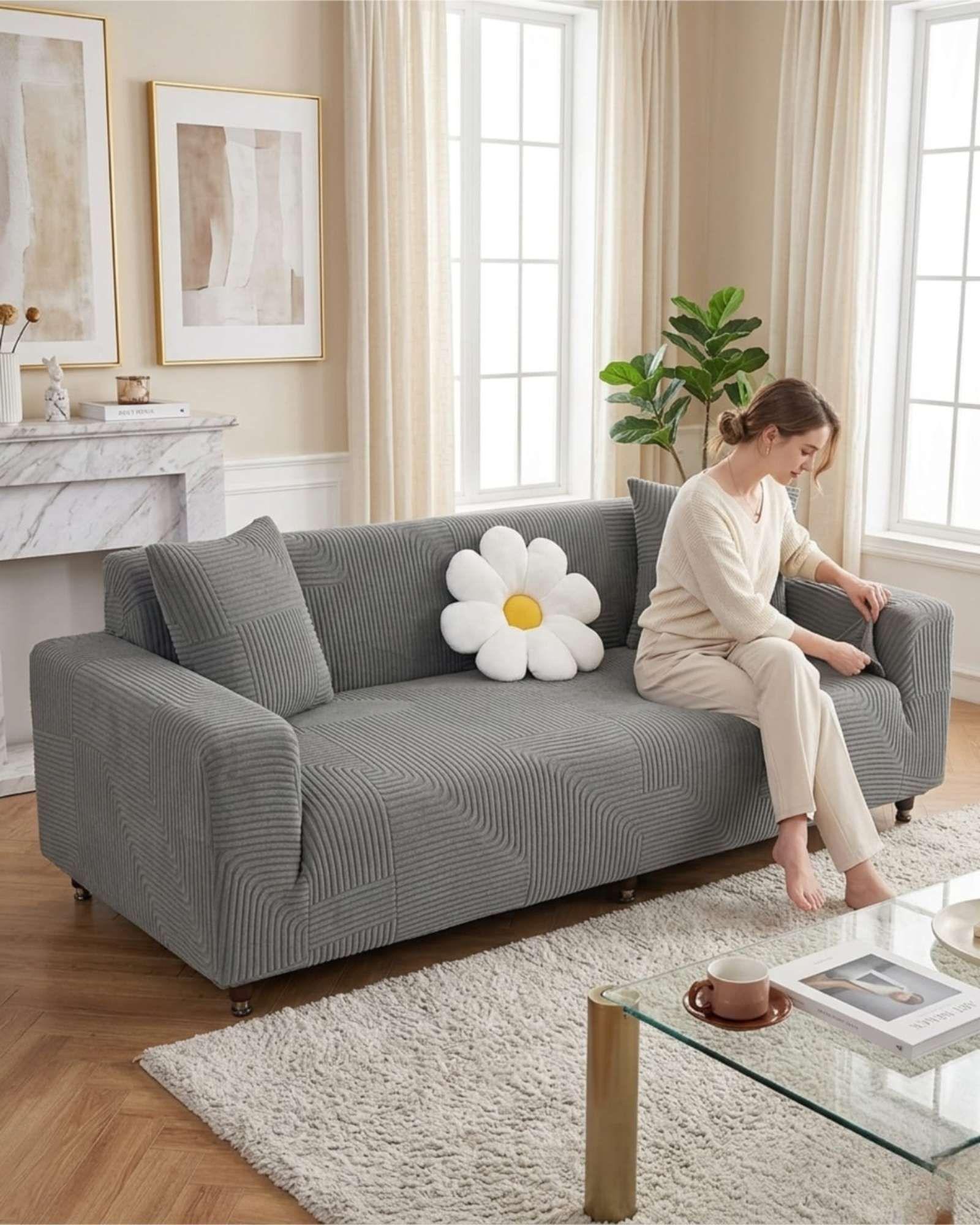 Funda Para Sofa 3 Cuerpos Diseño Moderno De Polar m6-0