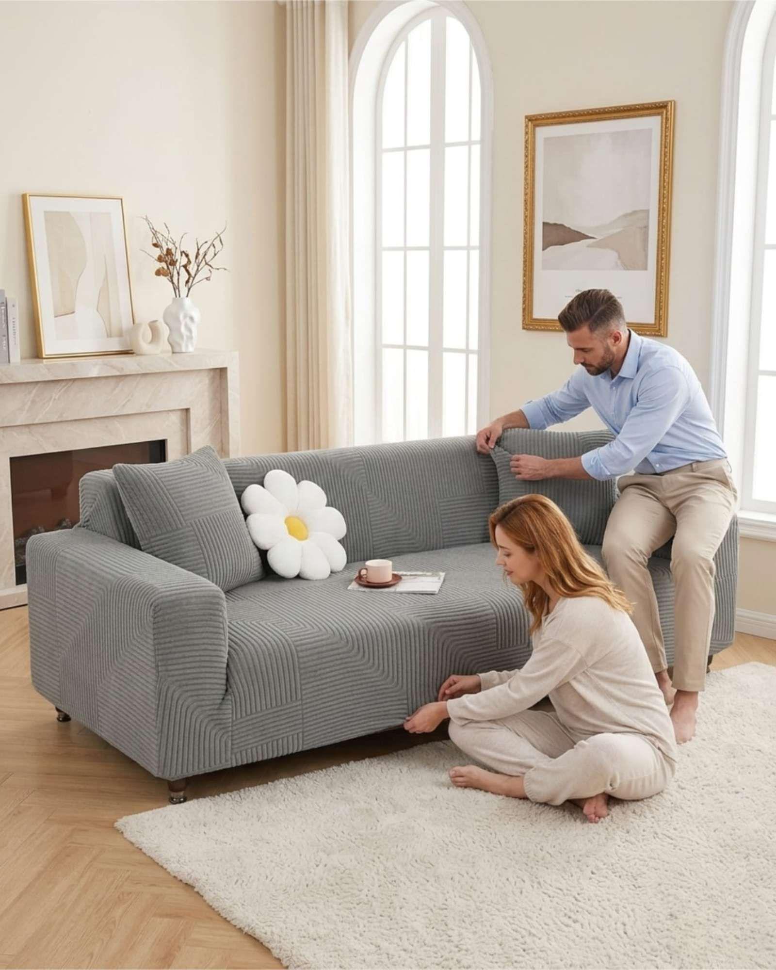 Funda Para Sofa 3 Cuerpos Diseño Moderno De Polar m6-3