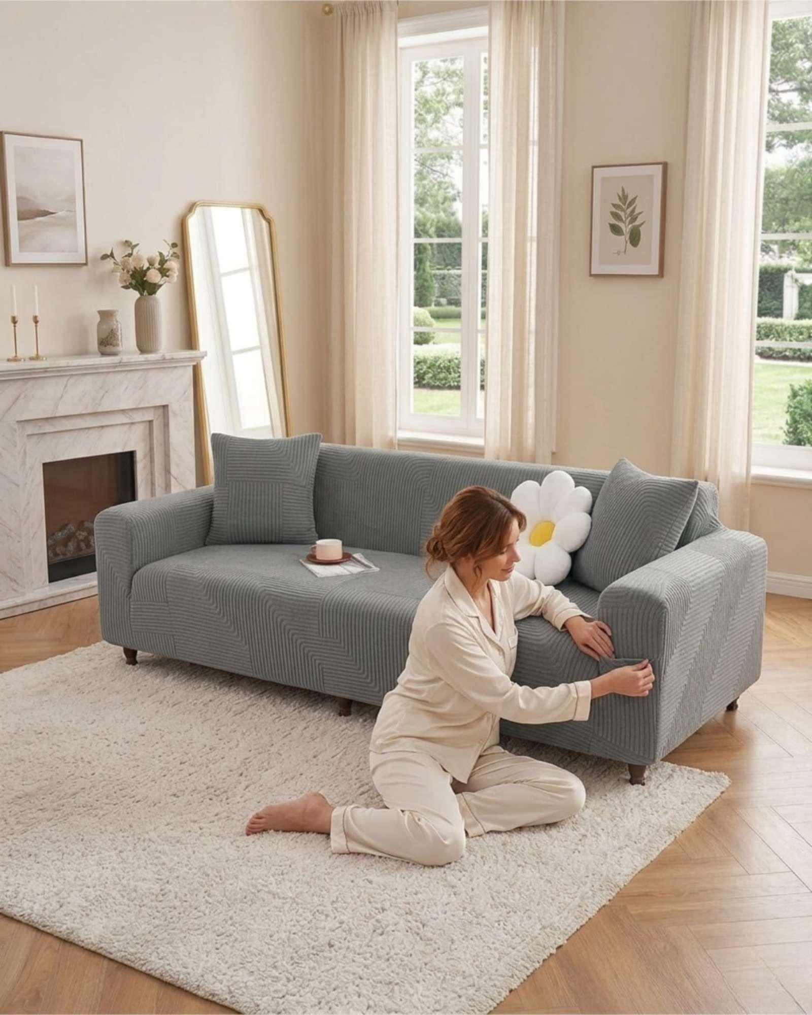 Funda Para Sofa 3 Cuerpos Diseño Moderno De Polar m6-4