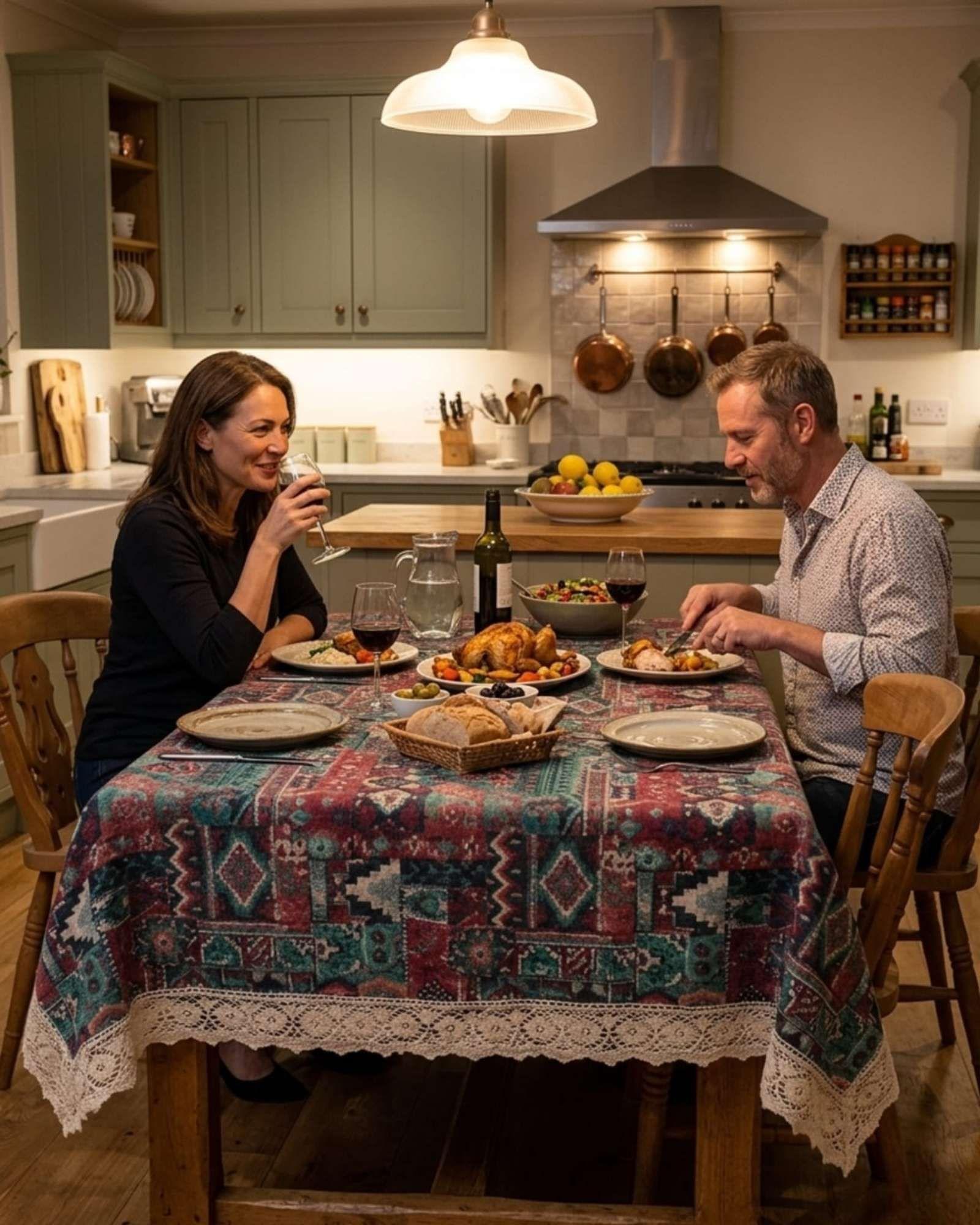 Mantel Rectangular de Diseño Floral Vintaje 140x220cm m1-2