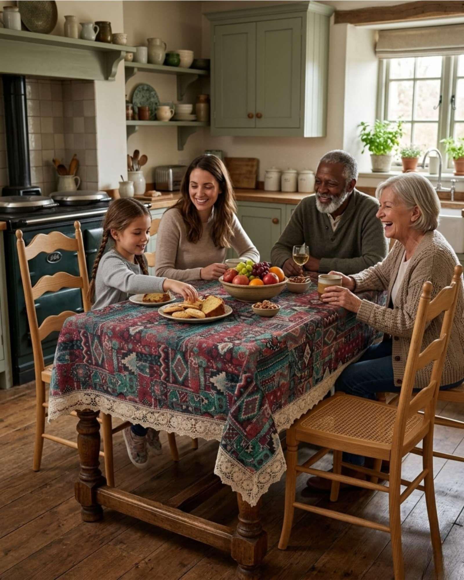 Mantel Rectangular de Diseño Floral Vintaje 140x220cm m1-3