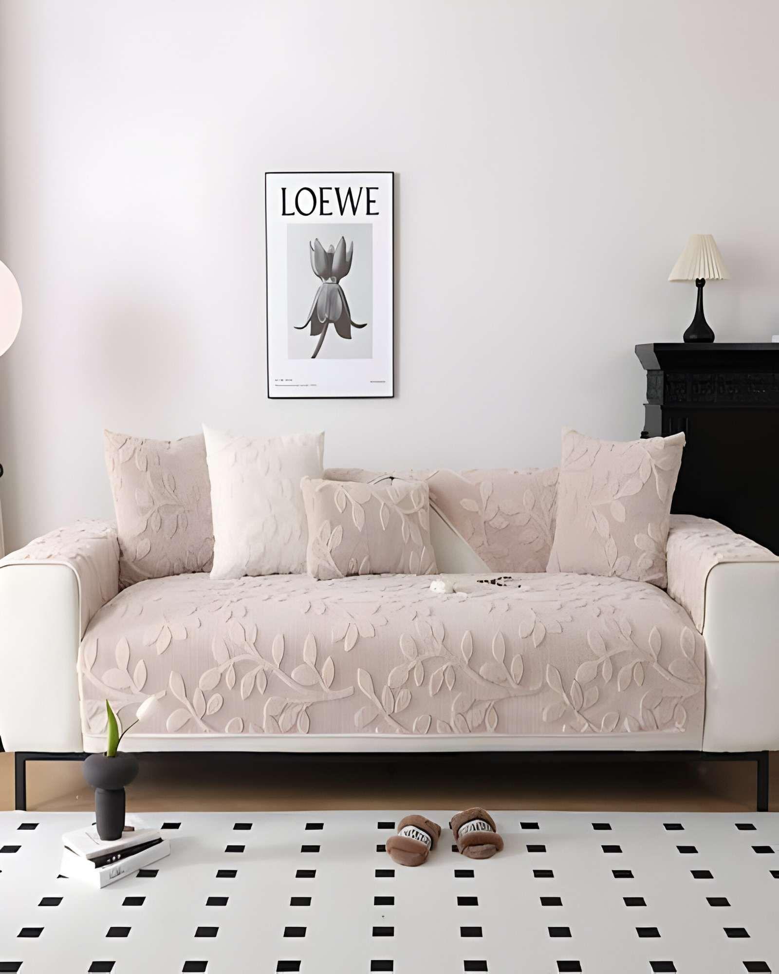 FUNDAS MAT PARA SOFA CON DISEÑO HOJAS BEIGE-2