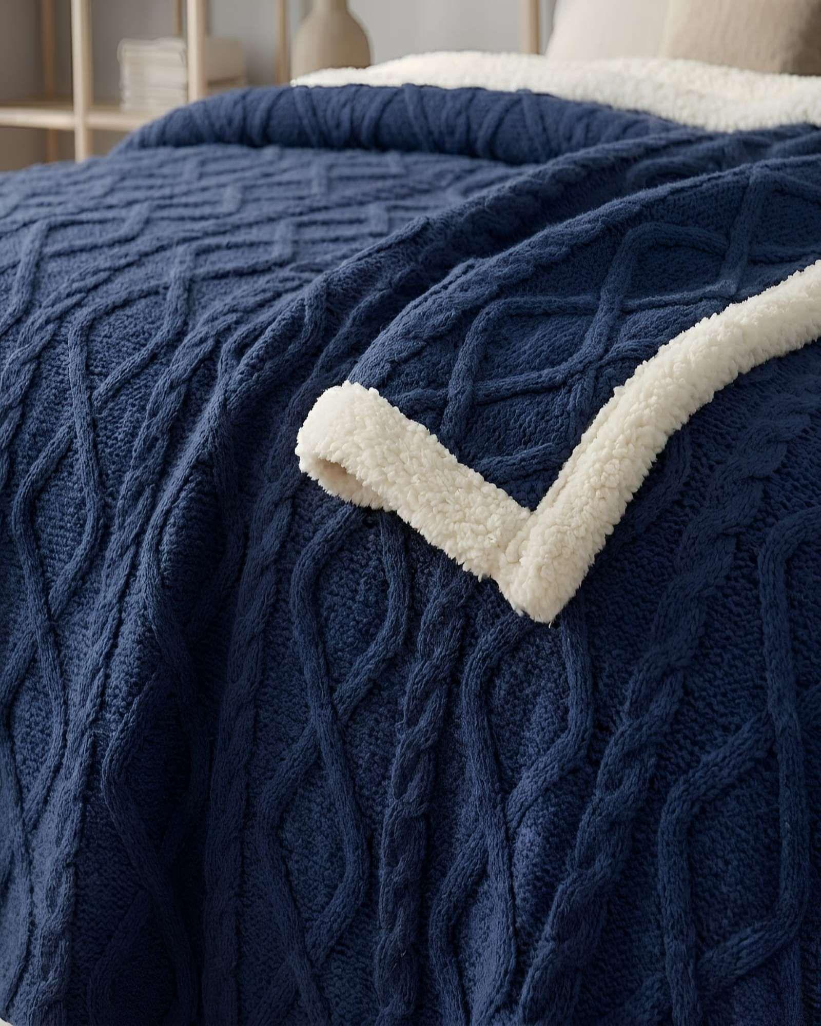 Frazada Sherpa Premium Con Diseño De Diamantes King m6-4