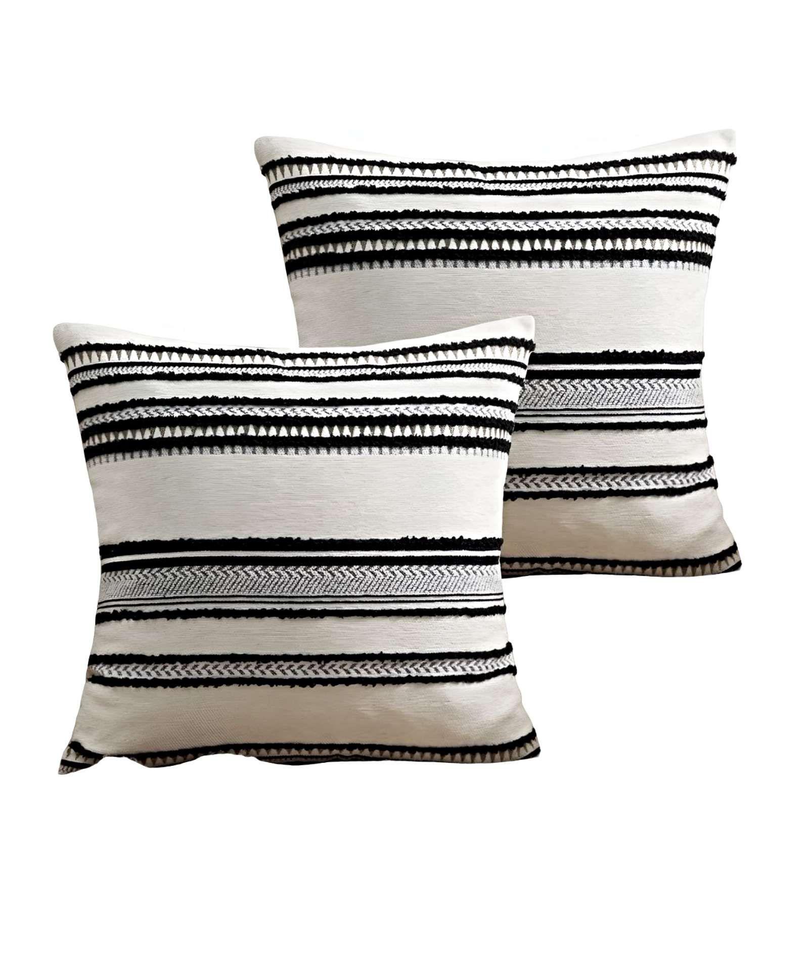 JUEGO DE 2 FUNDAS DE COJINES DISEÑO CHENILLE LINEAS MANDALA A4-0