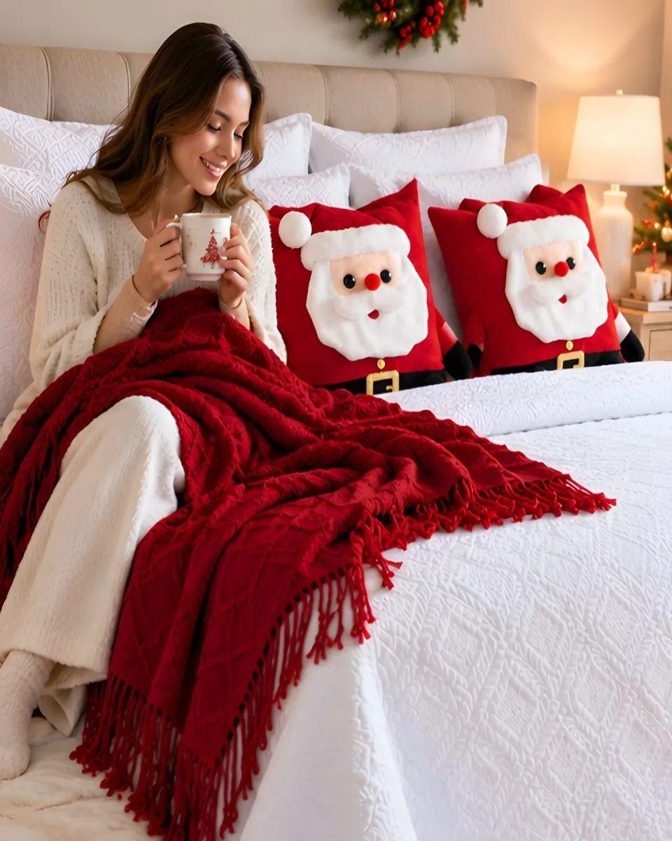 Cubrecama Texturizado Navideño con Manta 2 Plazas m3-4