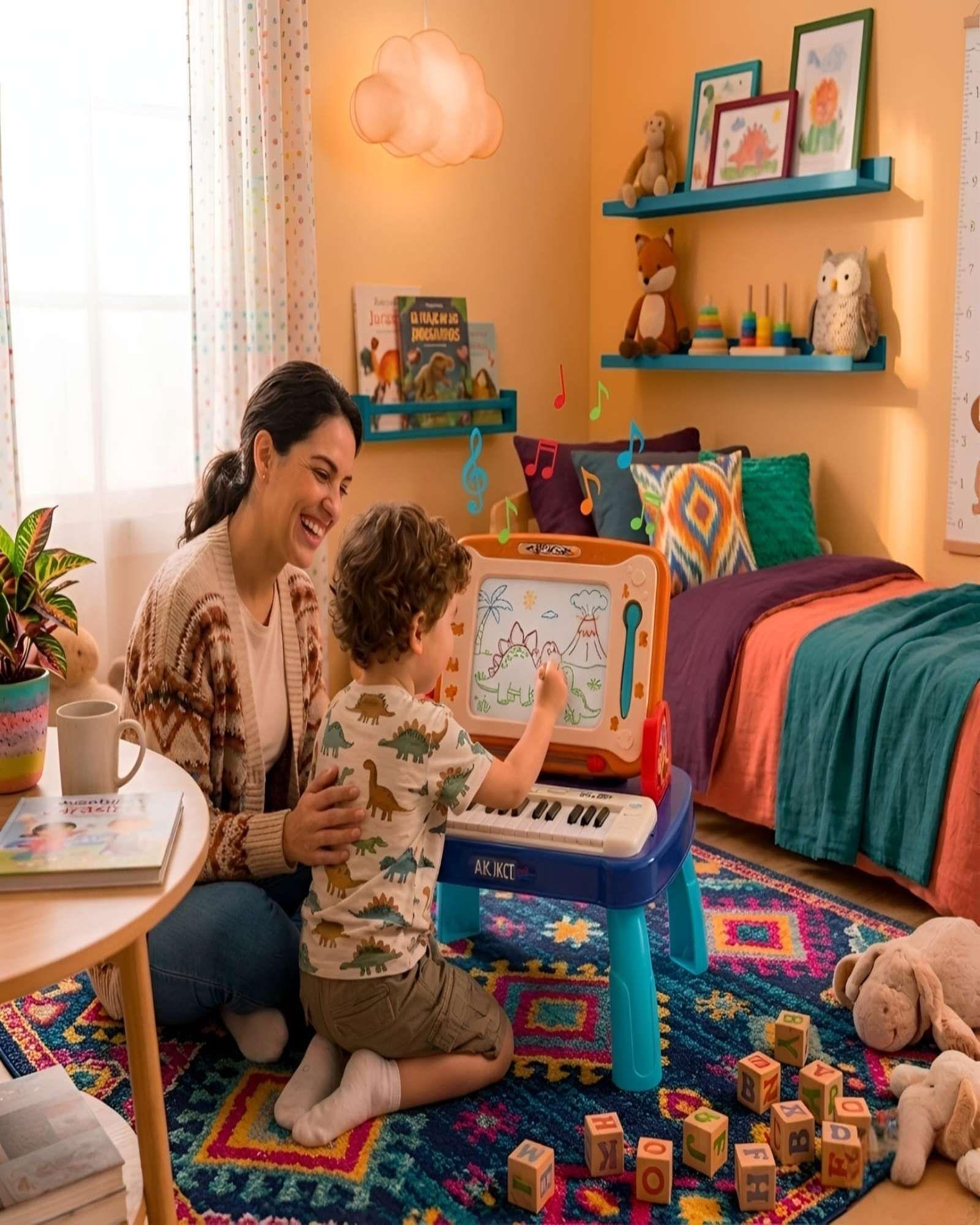 Estación de Arte y Música 2 en 1: Pizarra Mágica y Piano Infantil-2