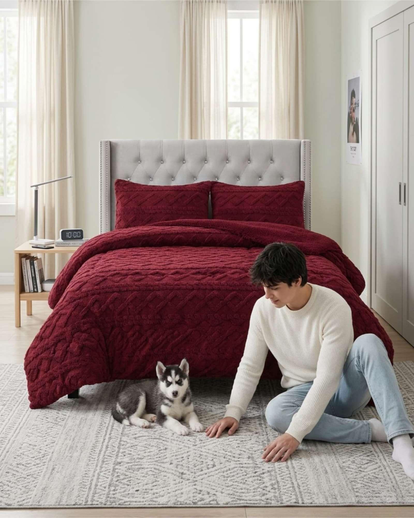 Cobertor De Invierno Trenzado Moderno King m6-3