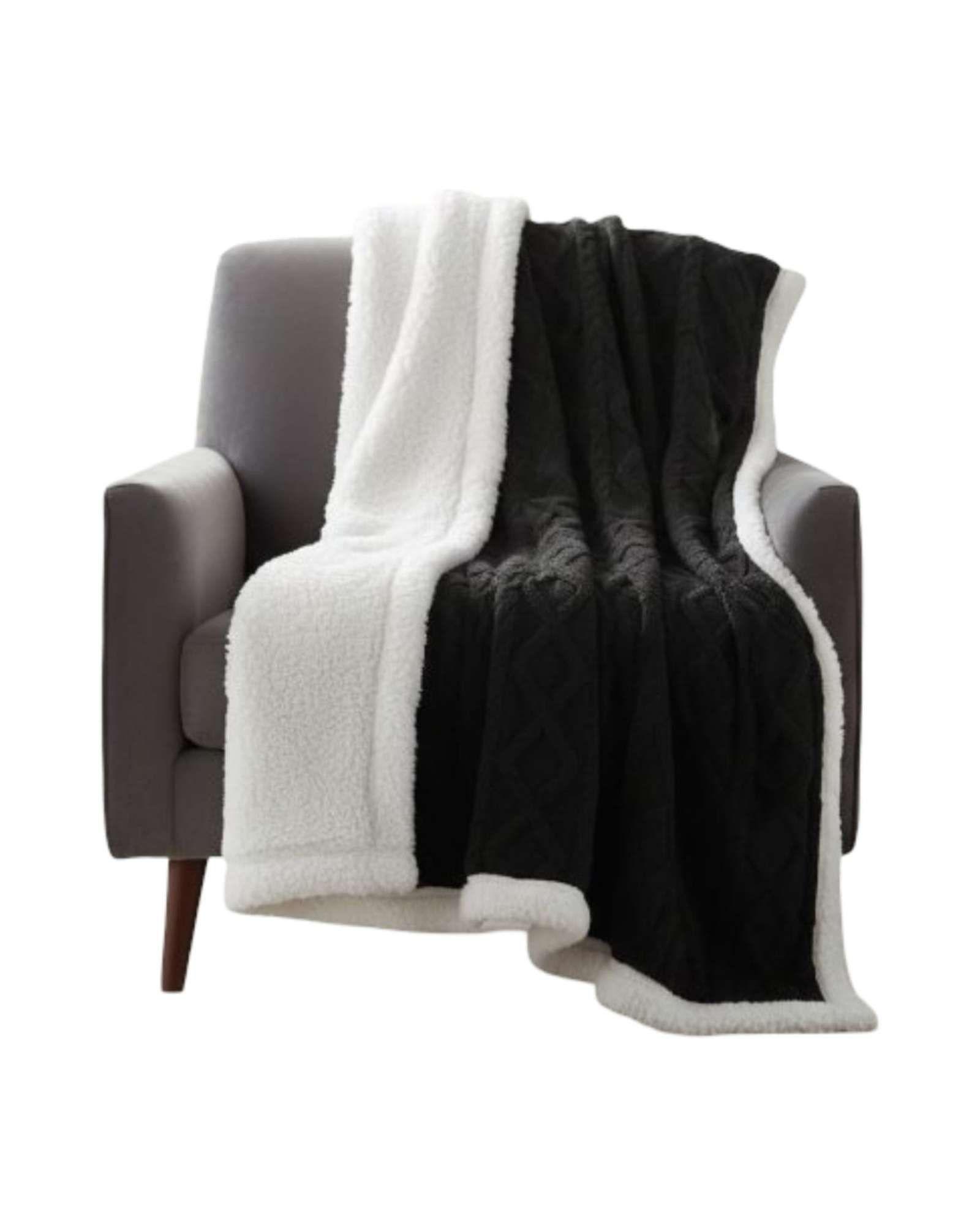 Frazada Manta Polar Sherpa Térmica King negro-3