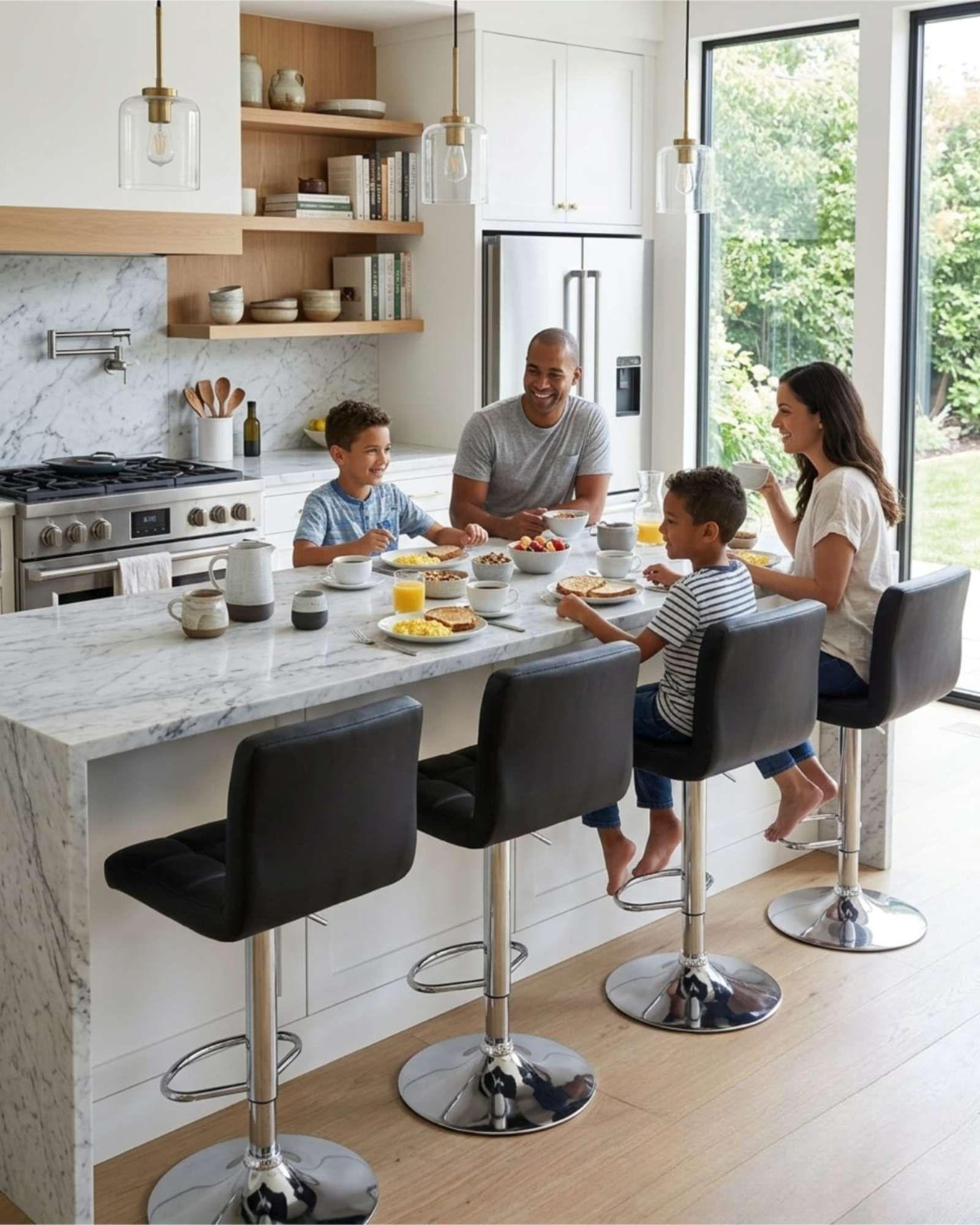 Silla de Bar Premium con Respaldo Acolchado y Base Cromada-3