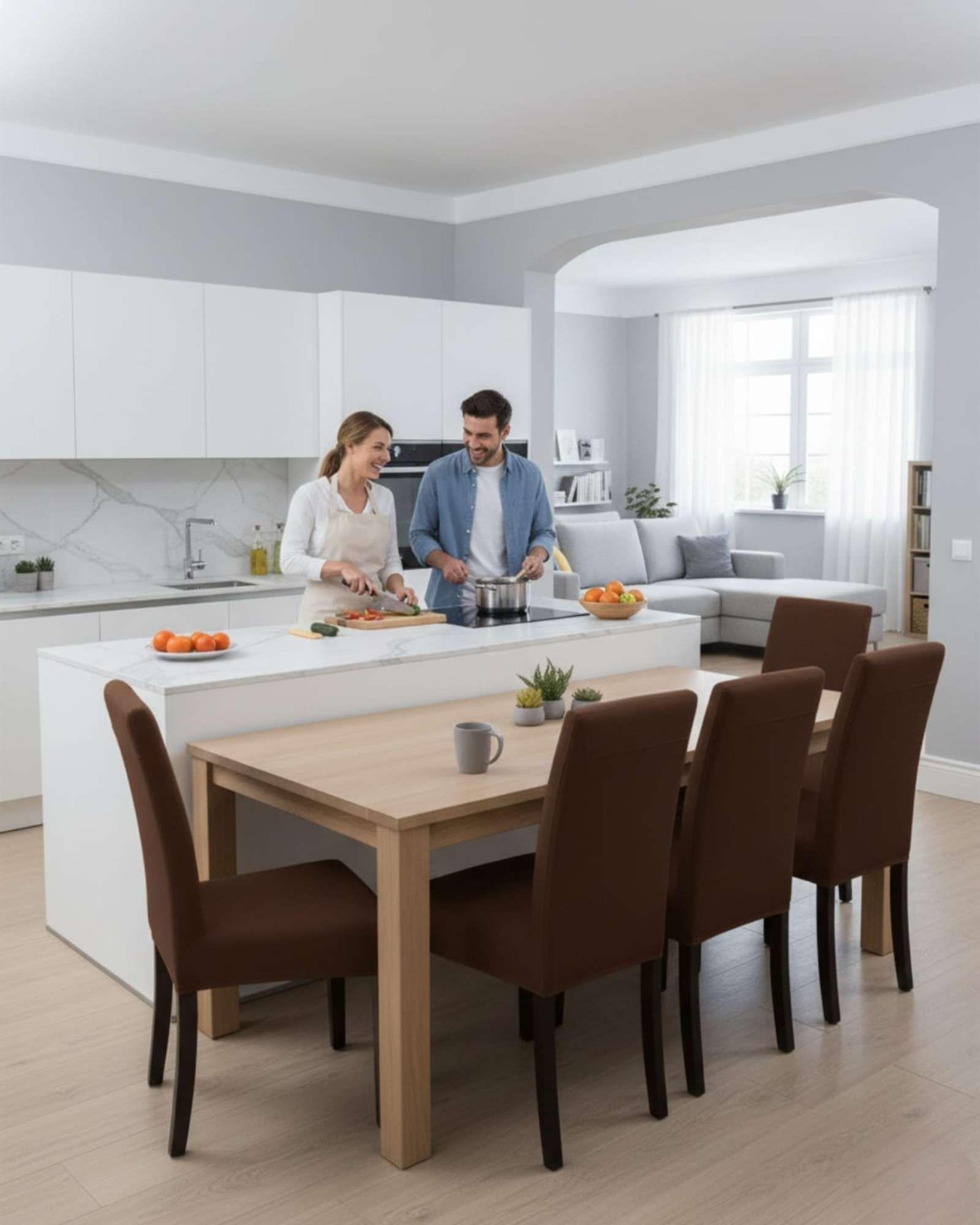 JUEGOS DE 6 FUNDAS PARA SILLAS  CON DISEÑO ELASTICO M20-2