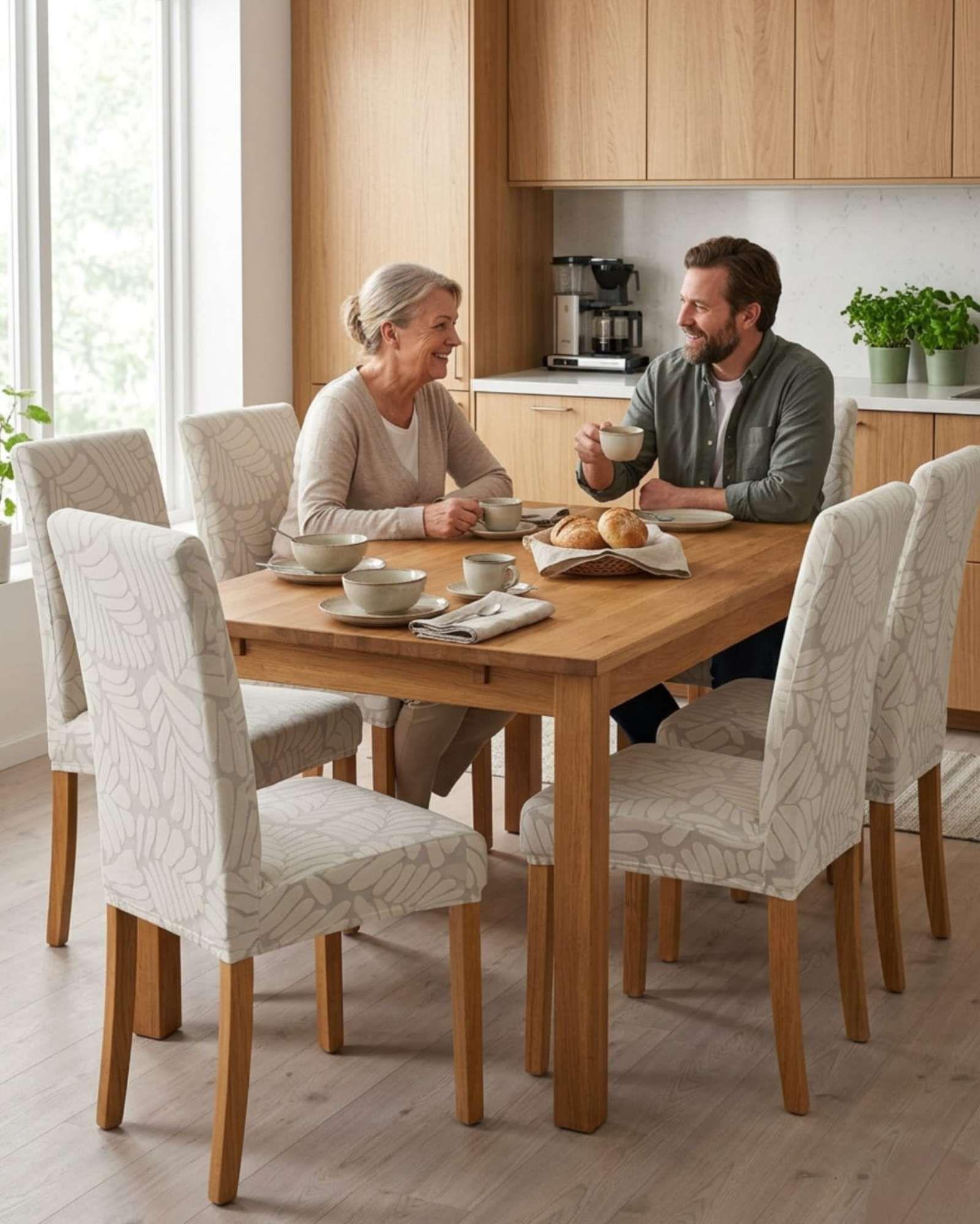 PACK DE 6 FUNDAS DE SILLAS DISEÑO TEXTURIZADO DE HOJAS M1-2