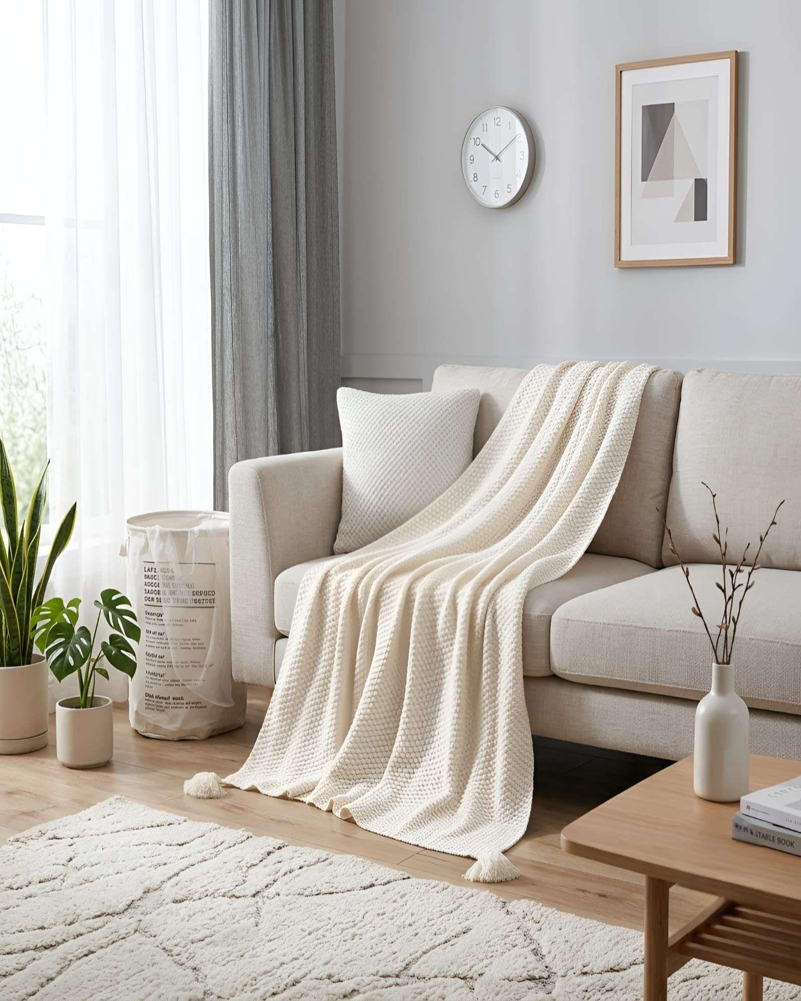 Manta Decorativa Borlas Frazada Cobertor Sillon Cama 130x150 C1-2
