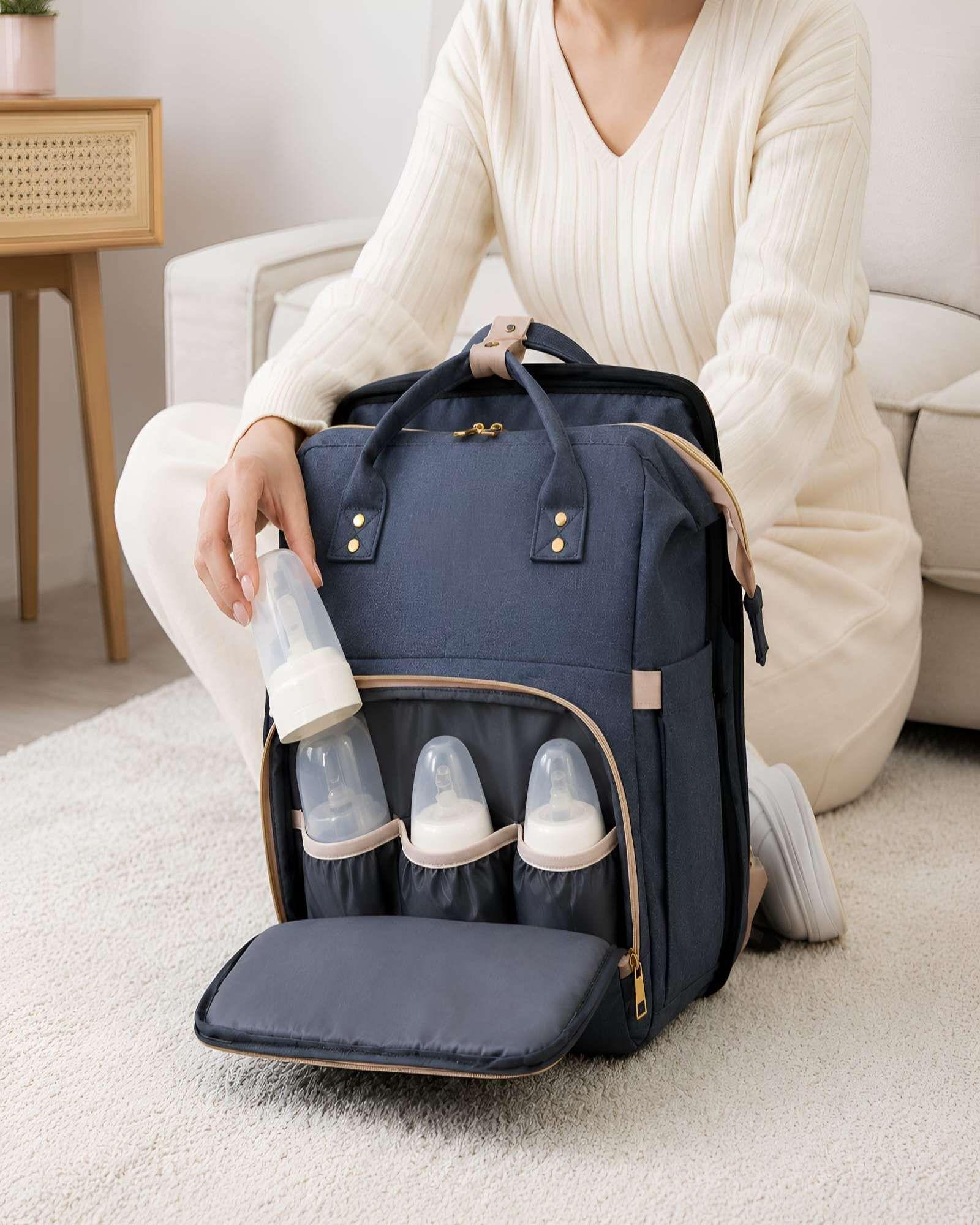 Mochila Pañalera Multifuncional 3 en 1 con Cuna Portátil y Cambiador 01-2
