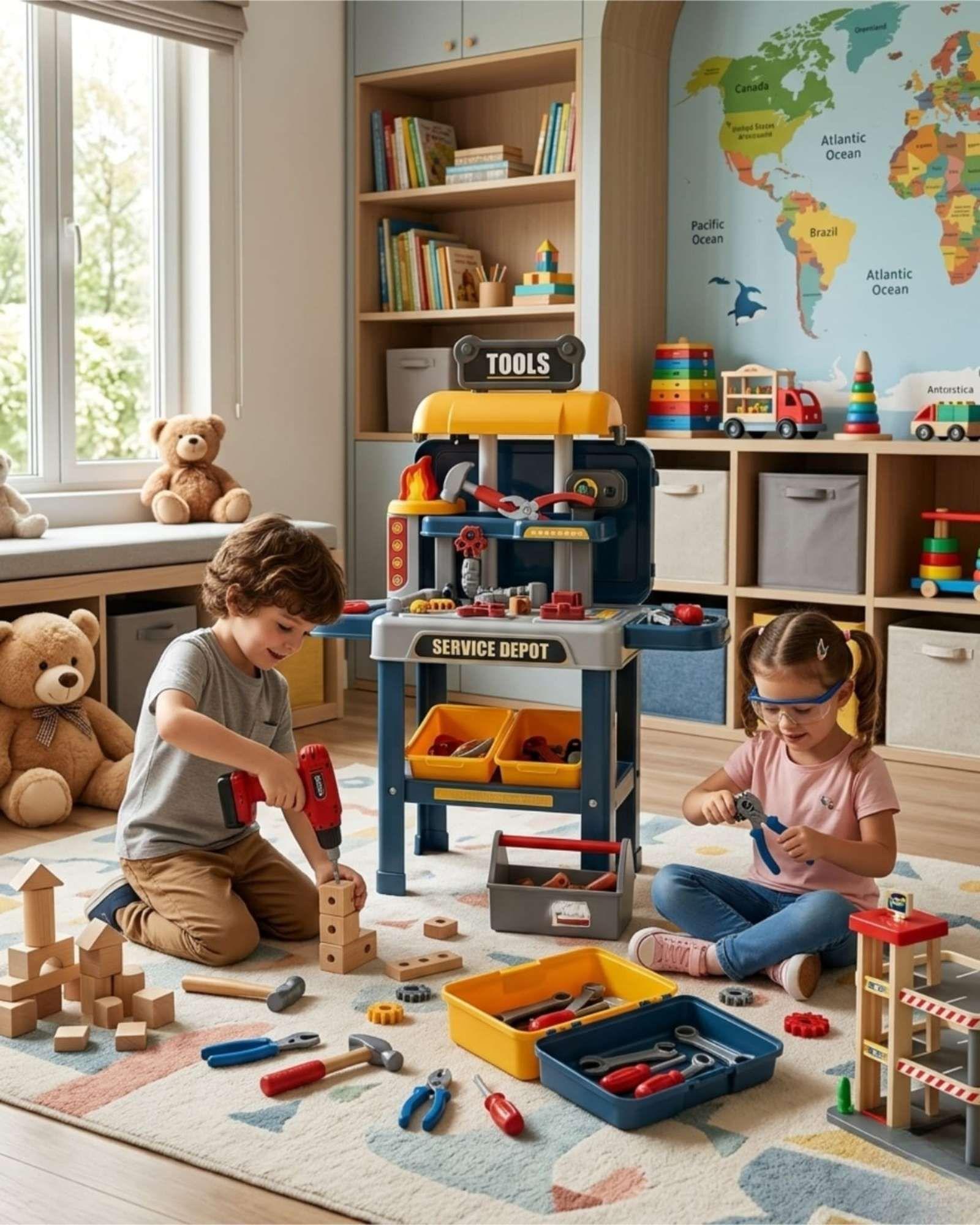 Set de Herramientas de Juguete Infantil 3 en 1 con Maleta Móvil-2