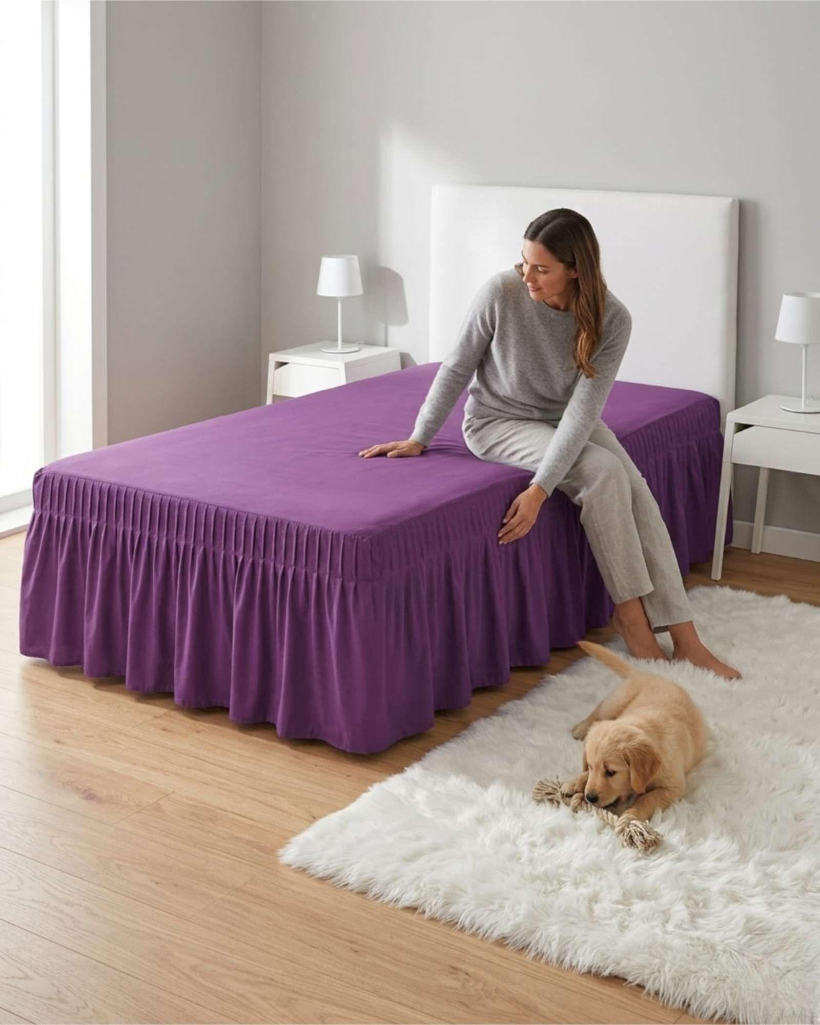 Faldón De Cama Plaza Y Media Cubre Base Con Pliegues F2-3