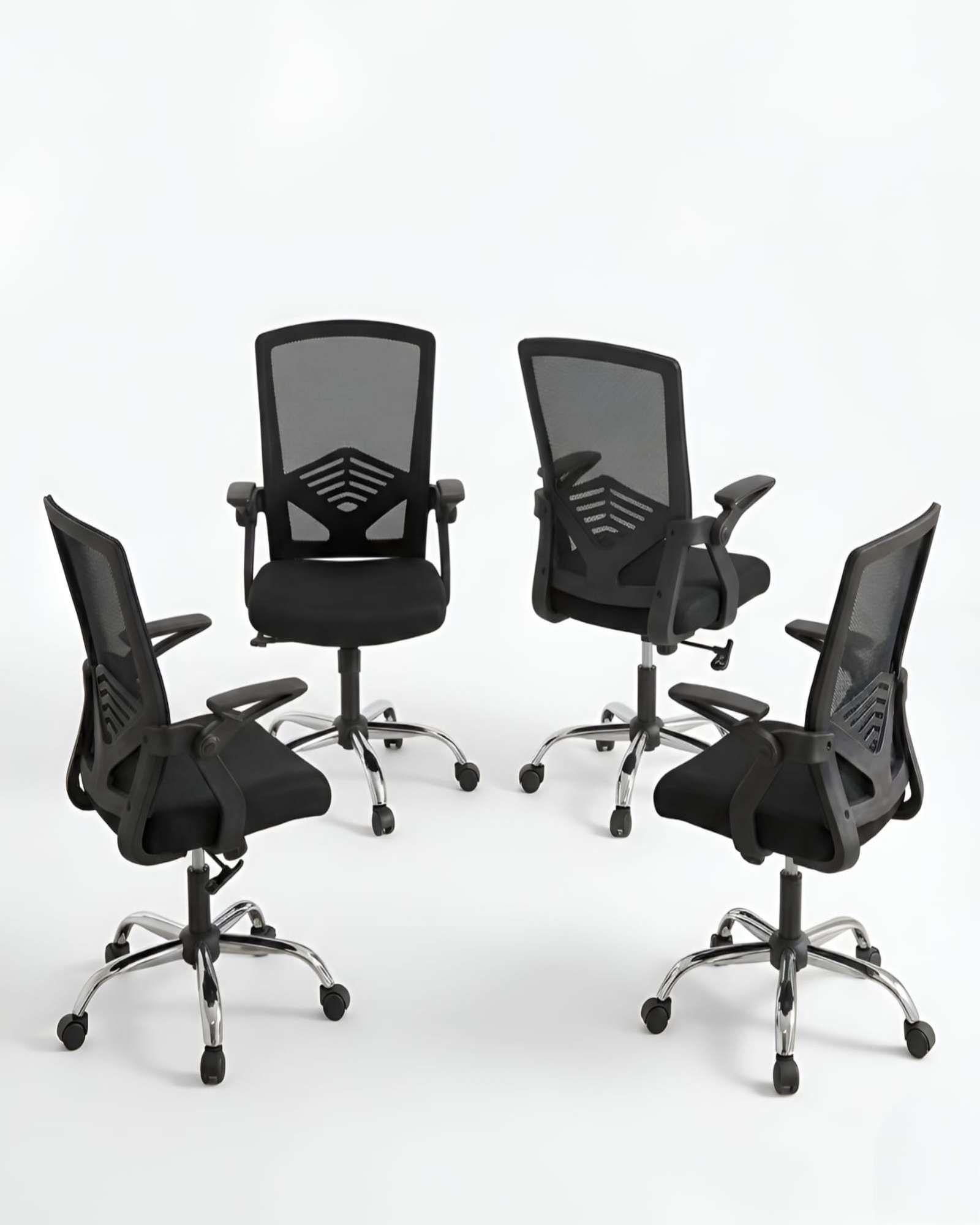 Pack 4 Sillas de Escritorio Ergonómicas con Apoyabrazos Abatibles-2