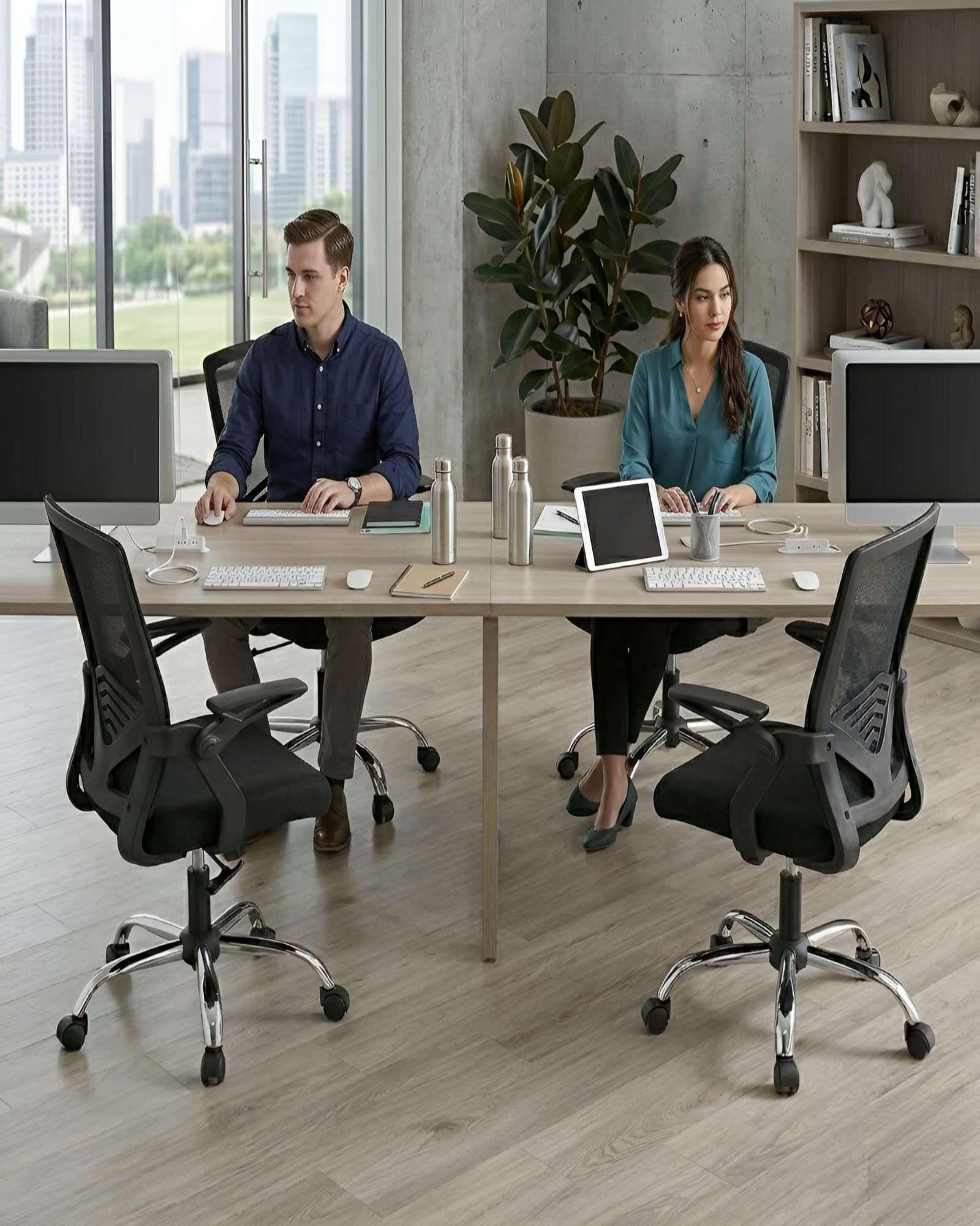 Pack 4 Sillas de Escritorio Ergonómicas con Apoyabrazos Abatibles-4