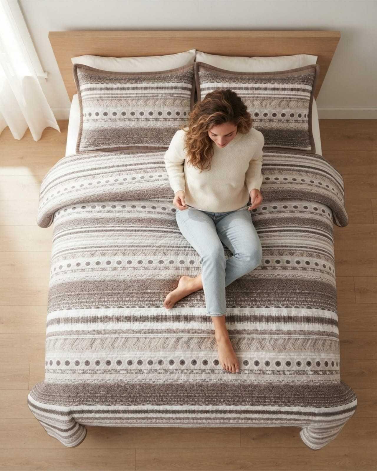 Cubrecamas Delgado 2 Plazas Mas Almohadas Ideal Para Verano m22-3