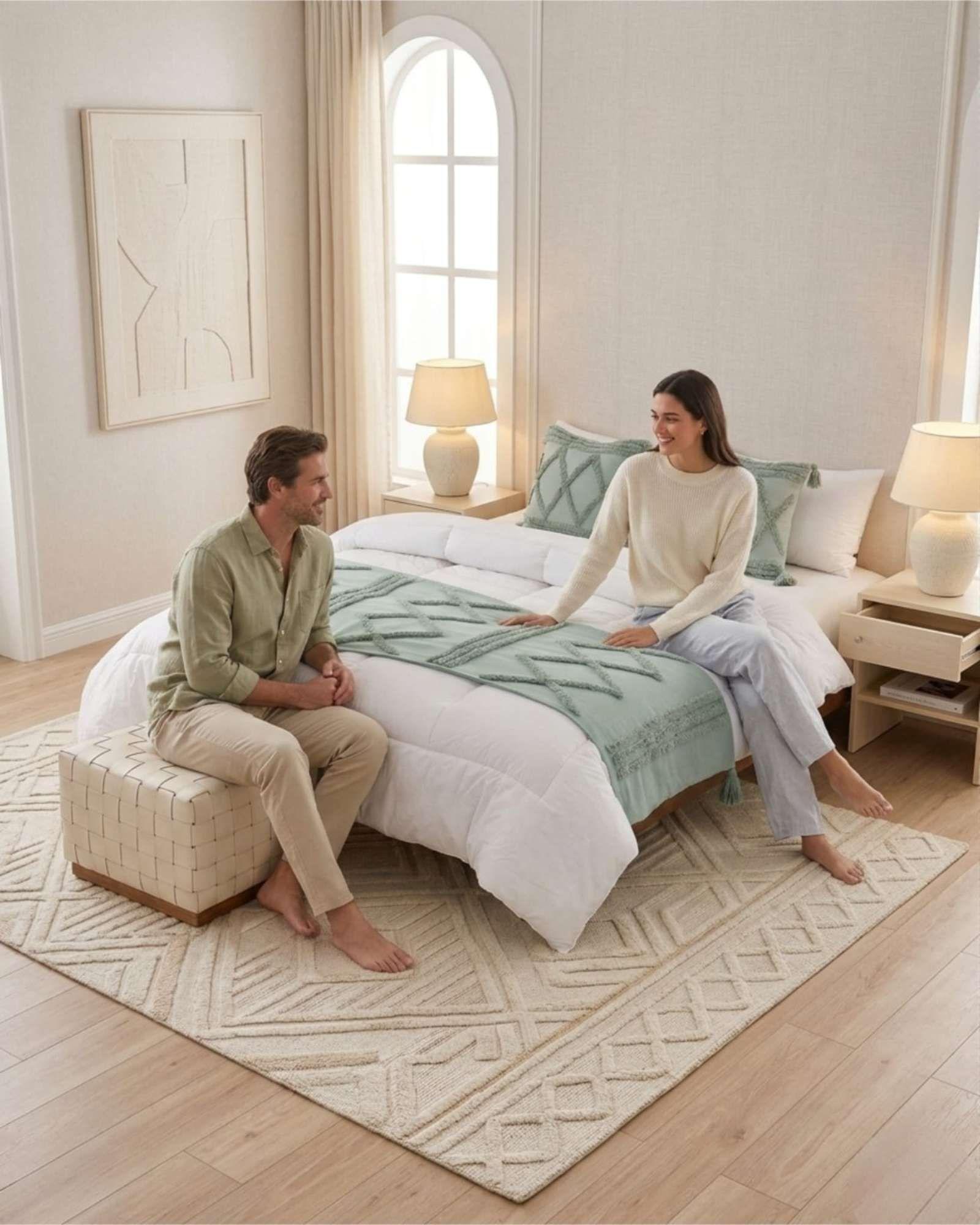 Piecera De Cama Boho Manta Tejida Decorativa P4-2
