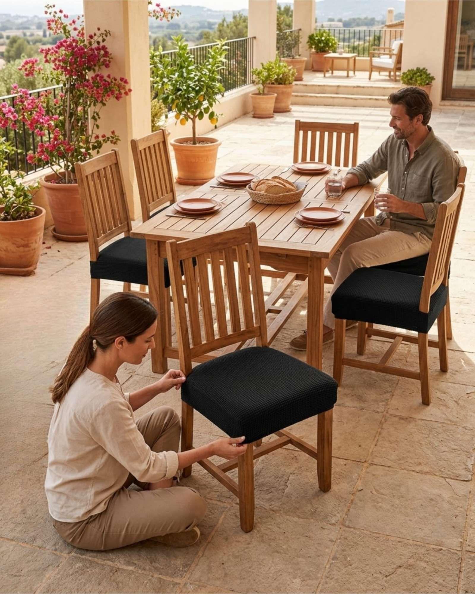 Pack x6 Fundas Cubre Asiento para Silla de Comedor Elásticas S1-2