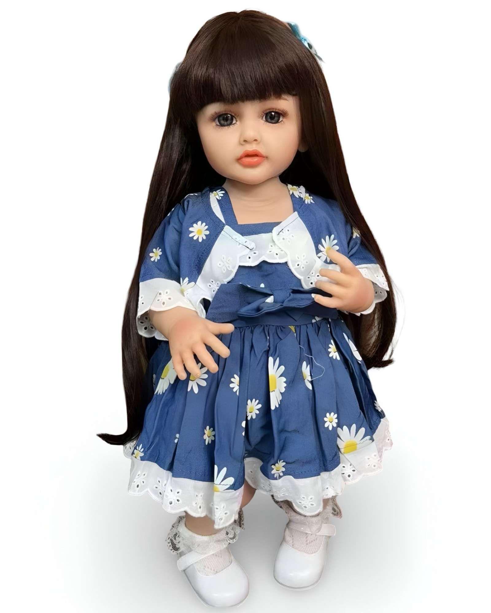 MUÑECA BEBÉ REALISTA DE 55 CM 100% SILICON CON VESTIDO W9-2