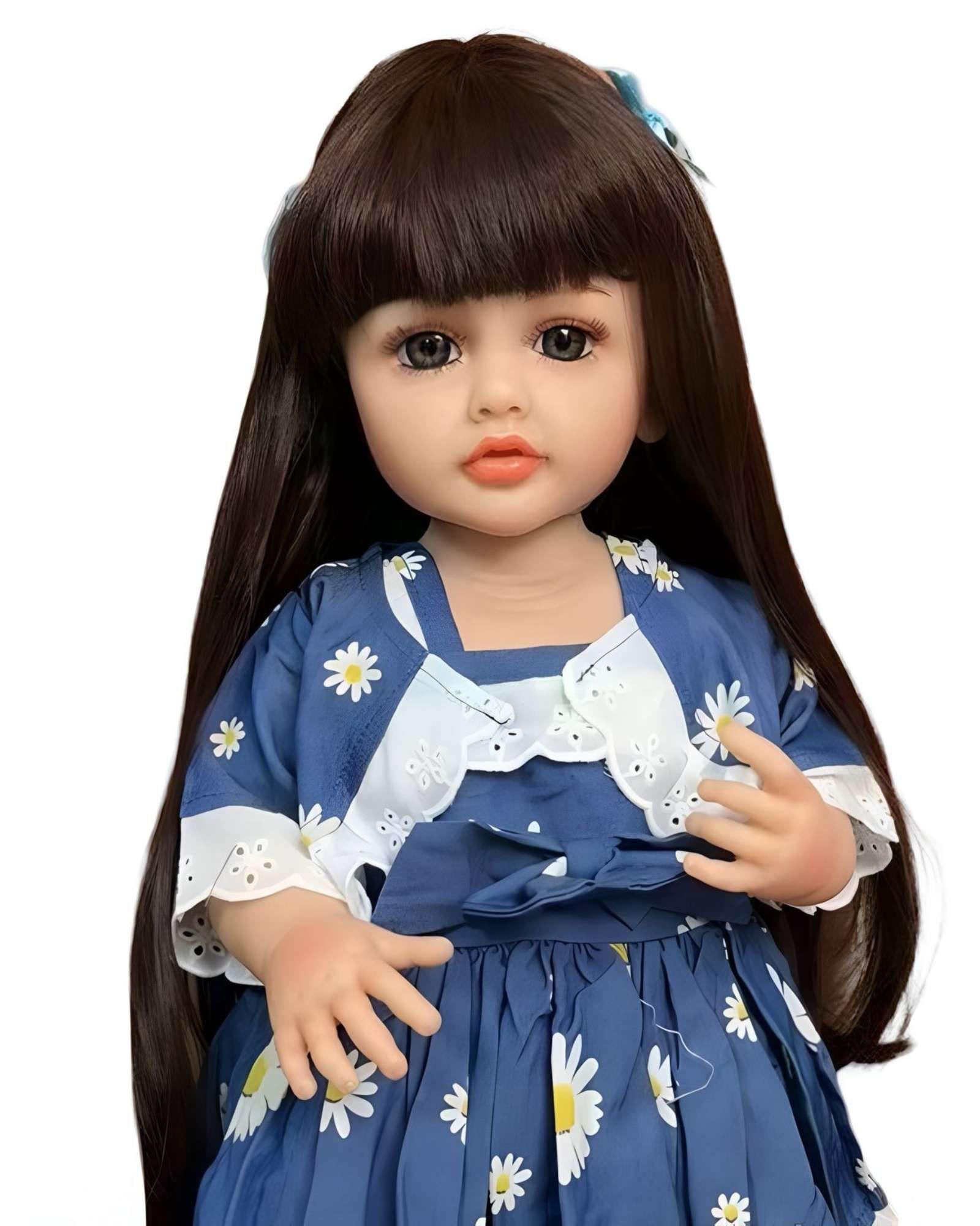 MUÑECA BEBÉ REALISTA DE 55 CM 100% SILICON CON VESTIDO W9-3