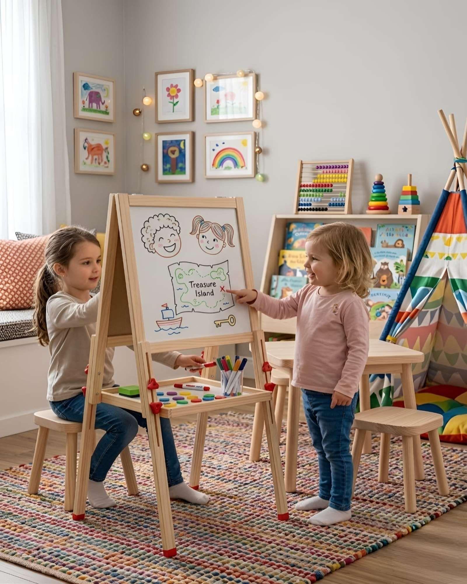 Pizarra Magnética Infantil Doble Lado - Ajustable y Didáctica-3