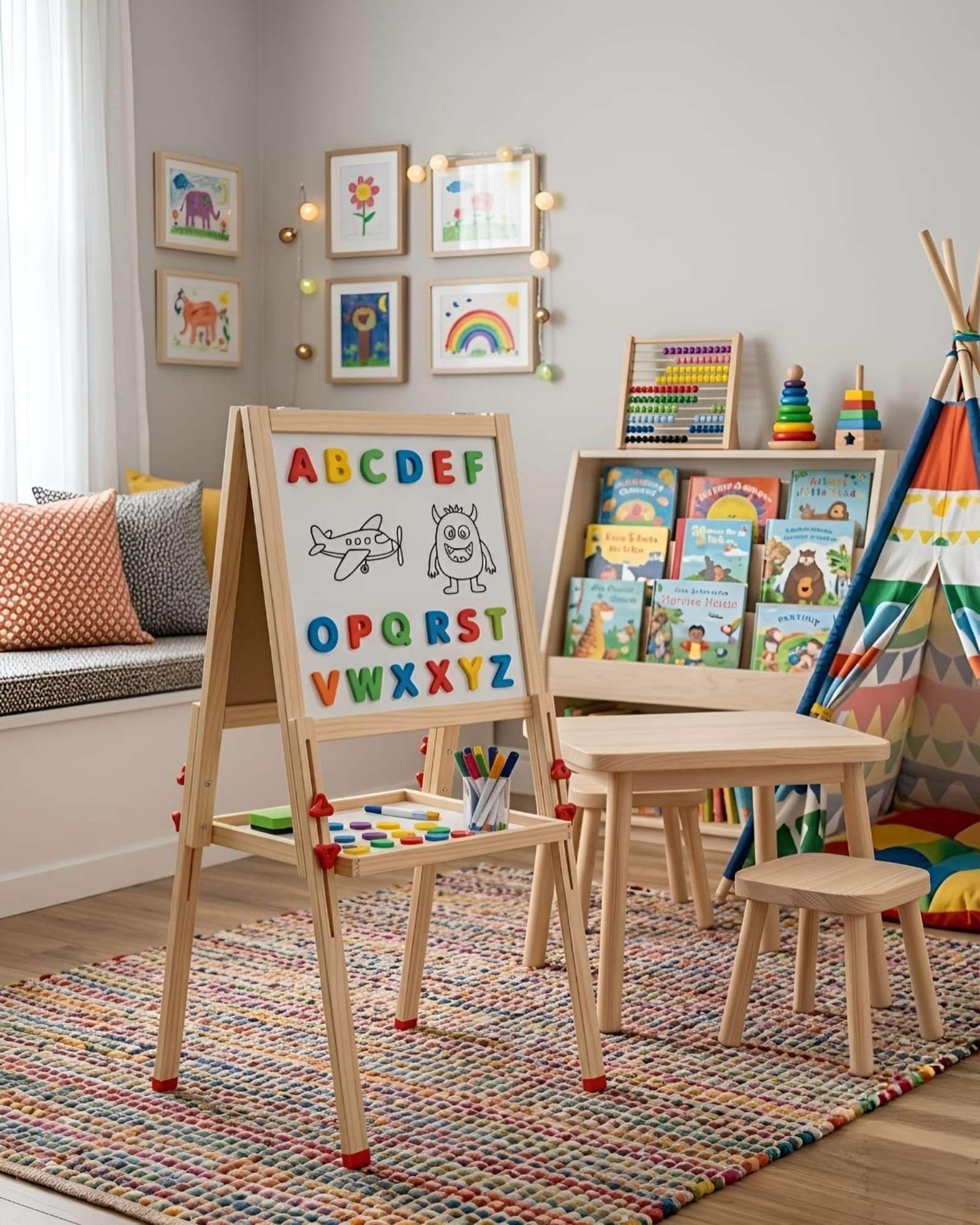 Pizarra Magnética Infantil Doble Lado - Ajustable y Didáctica-4