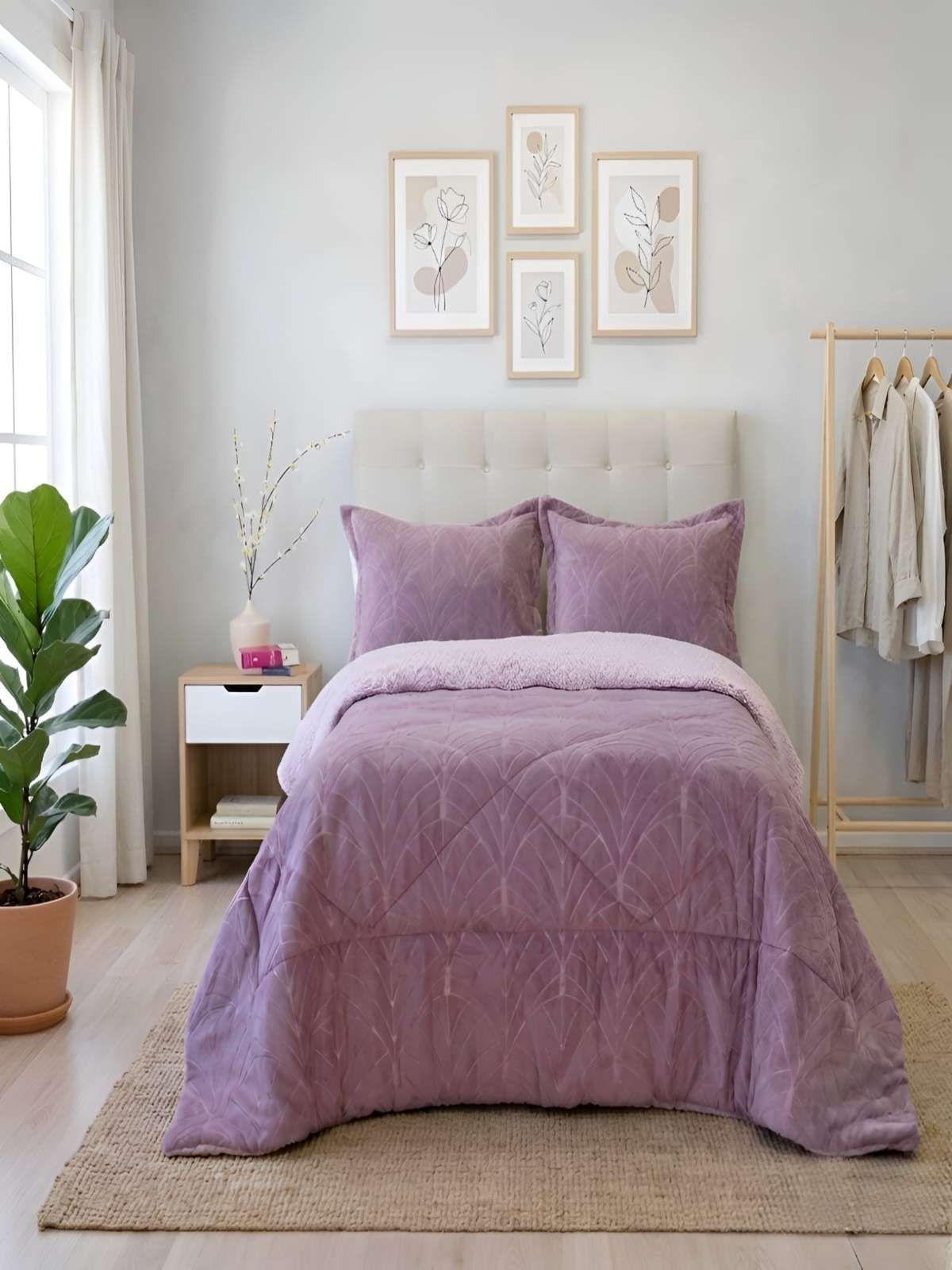 Cubrecama Outboss Deluxe Sherpa king morado-3
