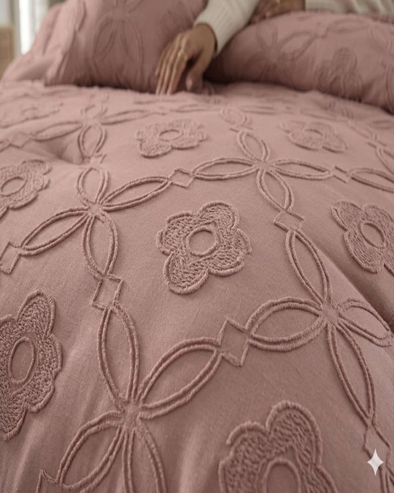 Cubrecama Quilt Nórdico Delgado Diseño Flores 2 plazas rosa-2