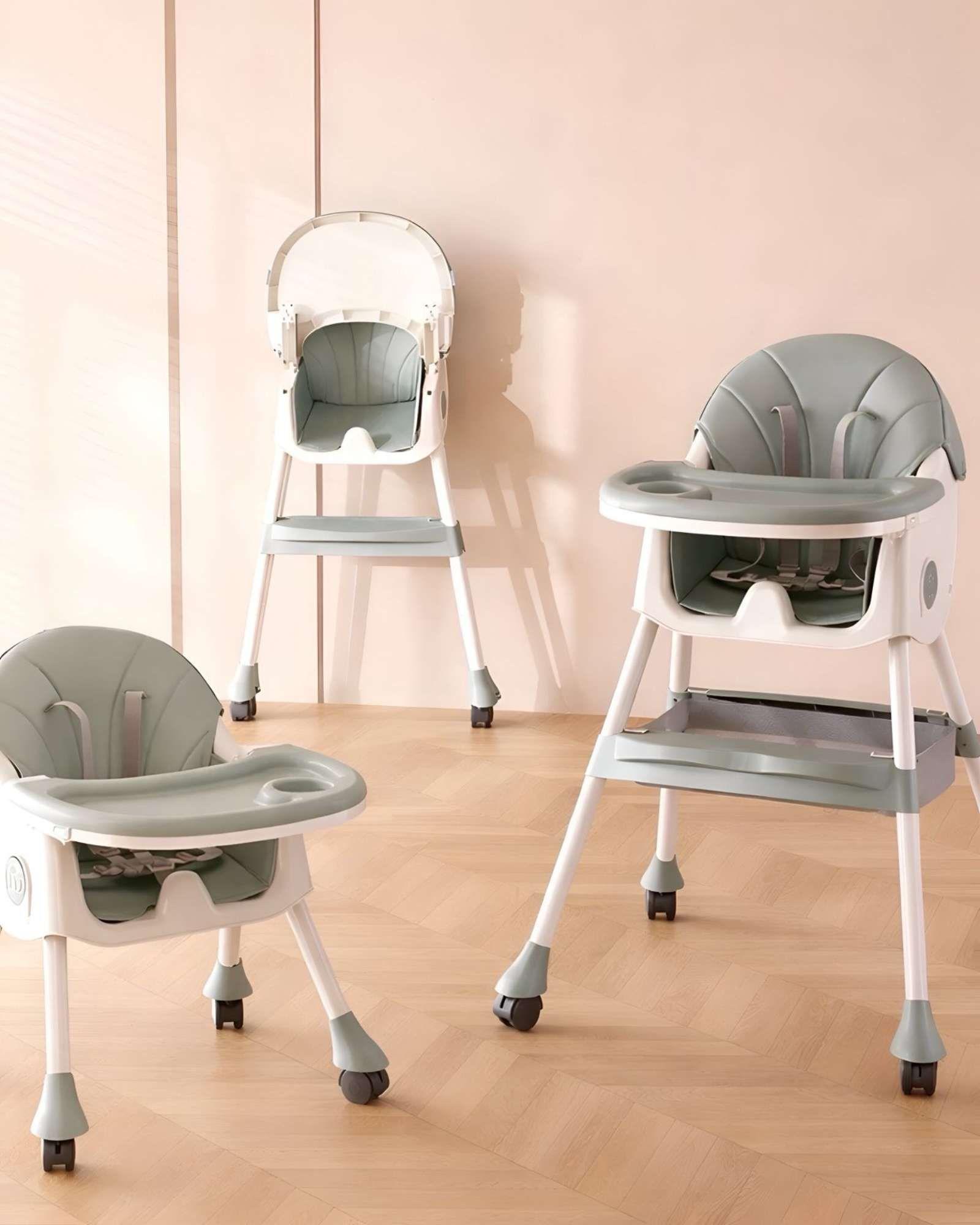 Silla de Comer para Bebé Multifuncional Reclinable 3 en 1 Verde A1-3