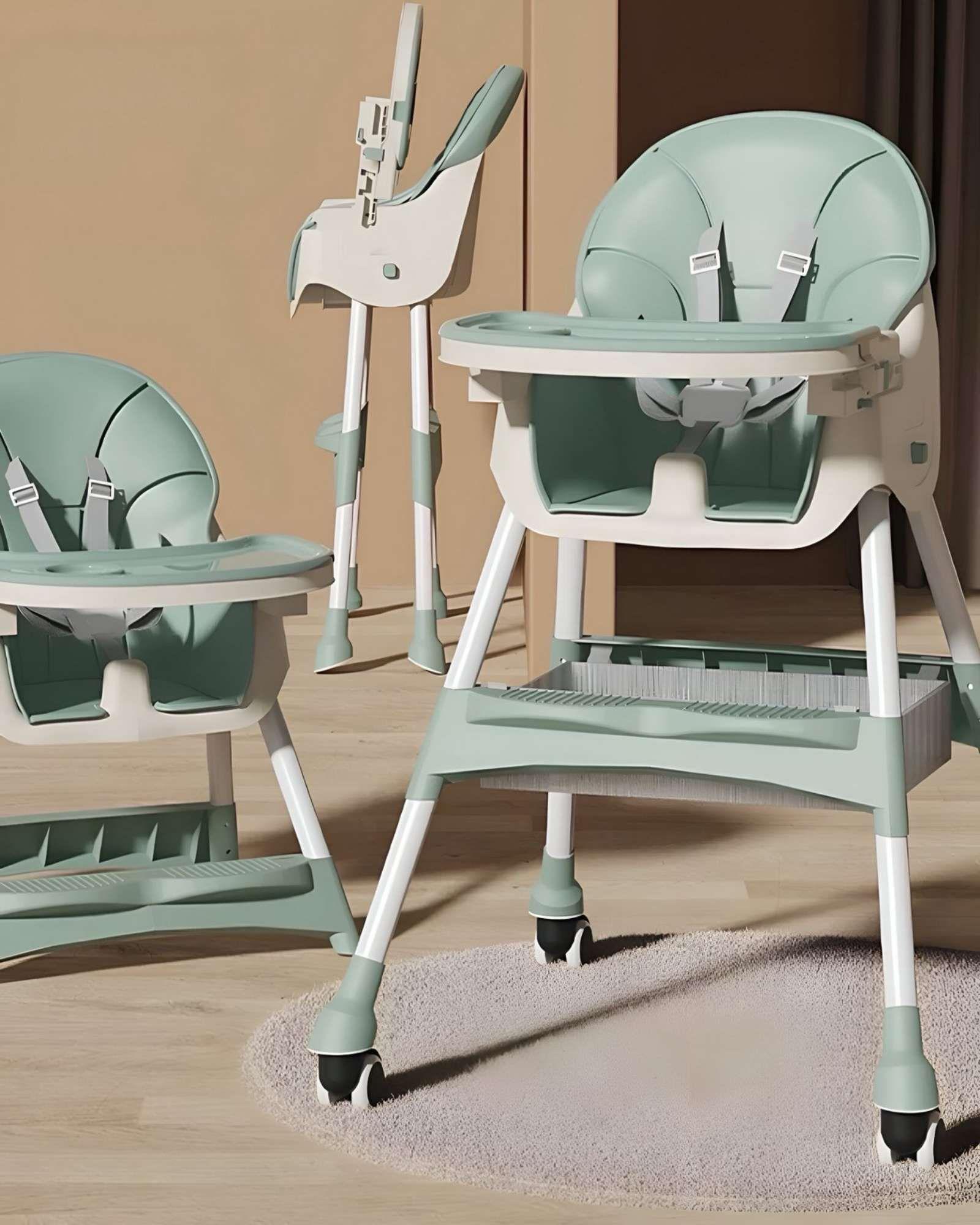 Silla de Comer para Bebé Multifuncional Reclinable 3 en 1 Verde A1-4