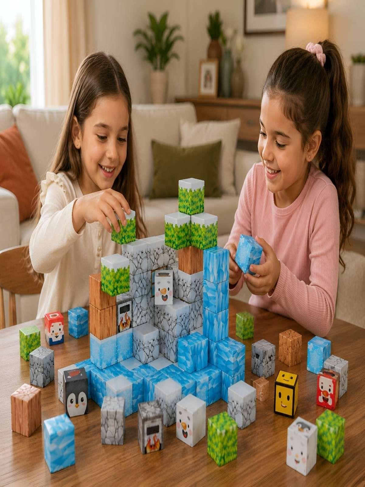 Set de Bloques Magnéticos 66 Piezas Cubos de Construcción Mundo Ártico 3D-4
