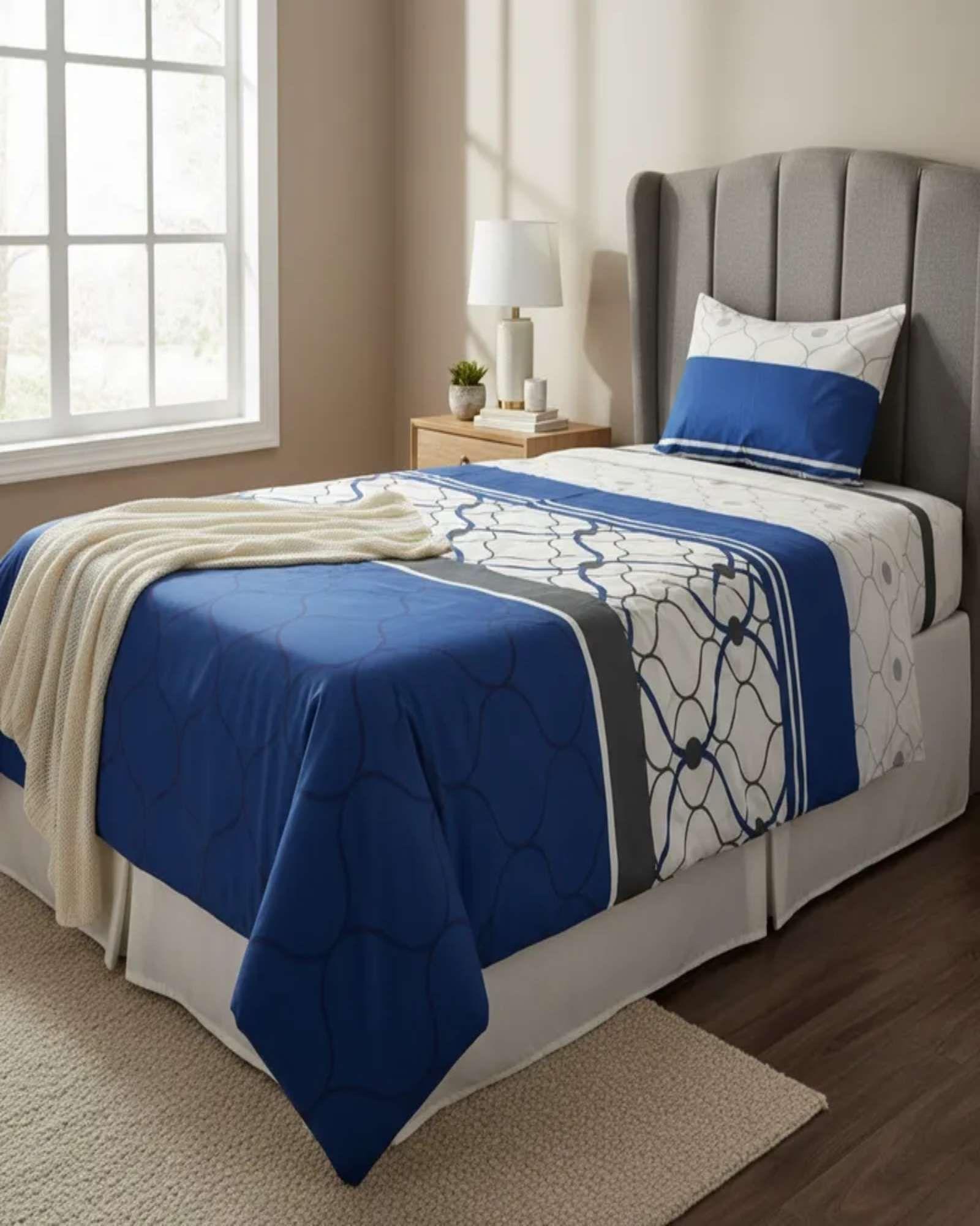 Sábanas plaza y media Adulto diseño azul-4