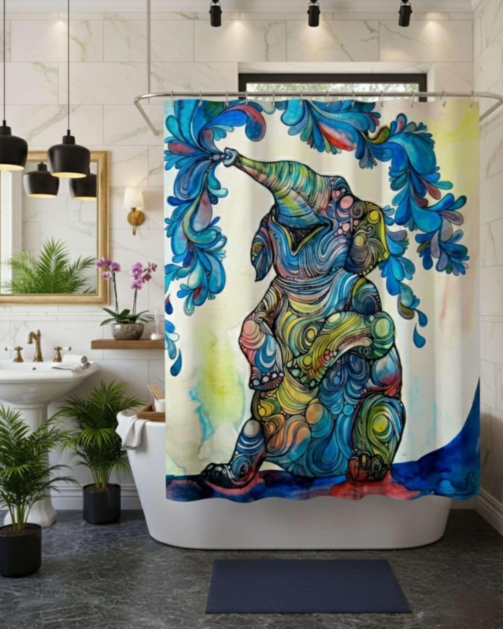 Cortina de Baño Tela Género + Forro Impermeable c01-2