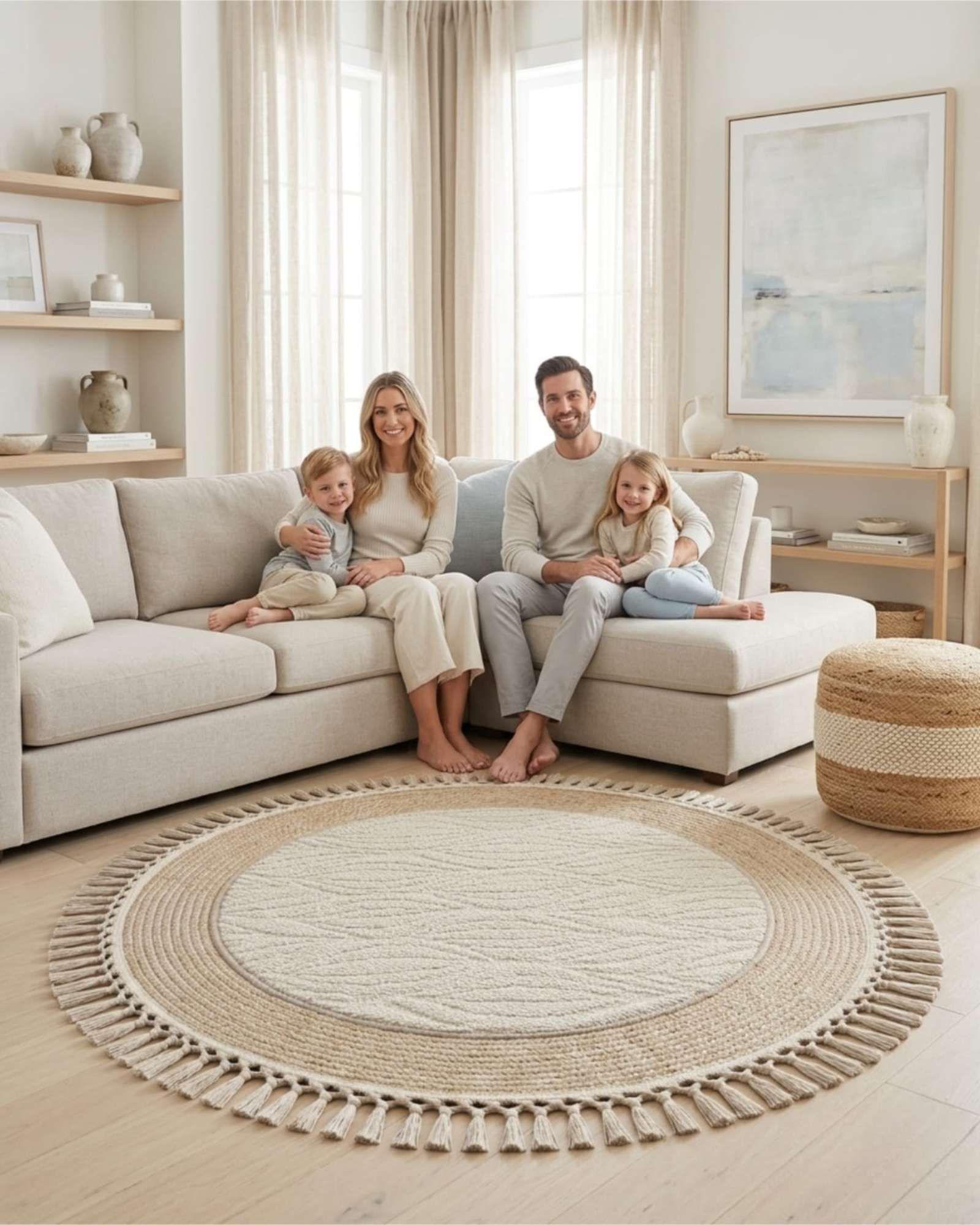 Alfombra de Sisal Redonda 100cm Diseño con Relieve Nordico m2-4