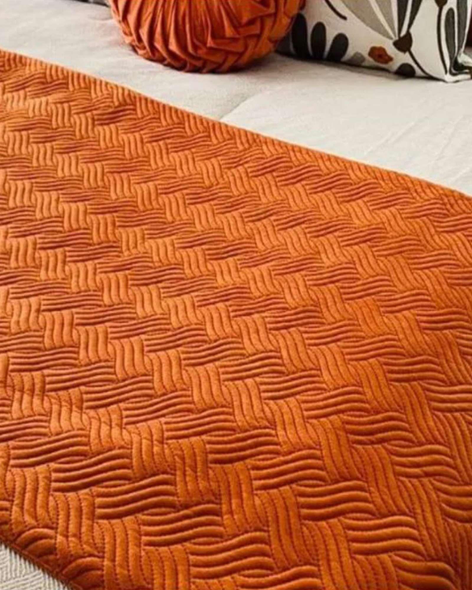 Set de Pieceras Plush + Fundas de Cojin 45×45 naranja-2