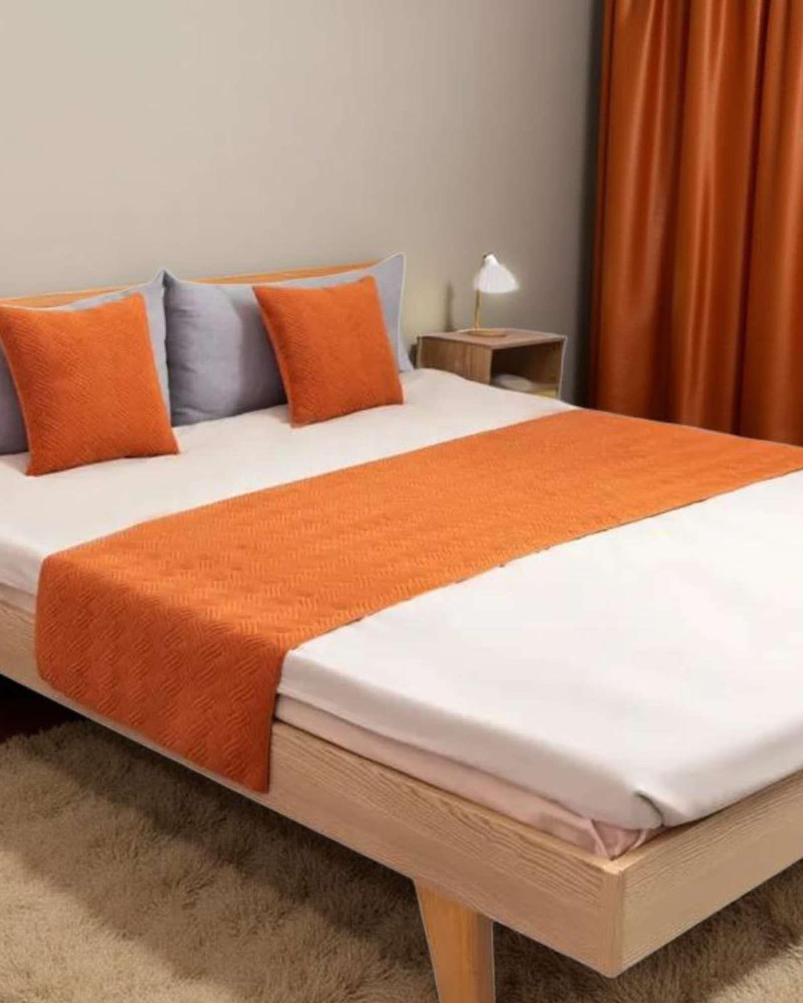 Set de Pieceras Plush + Fundas de Cojin 45×45 naranja-3