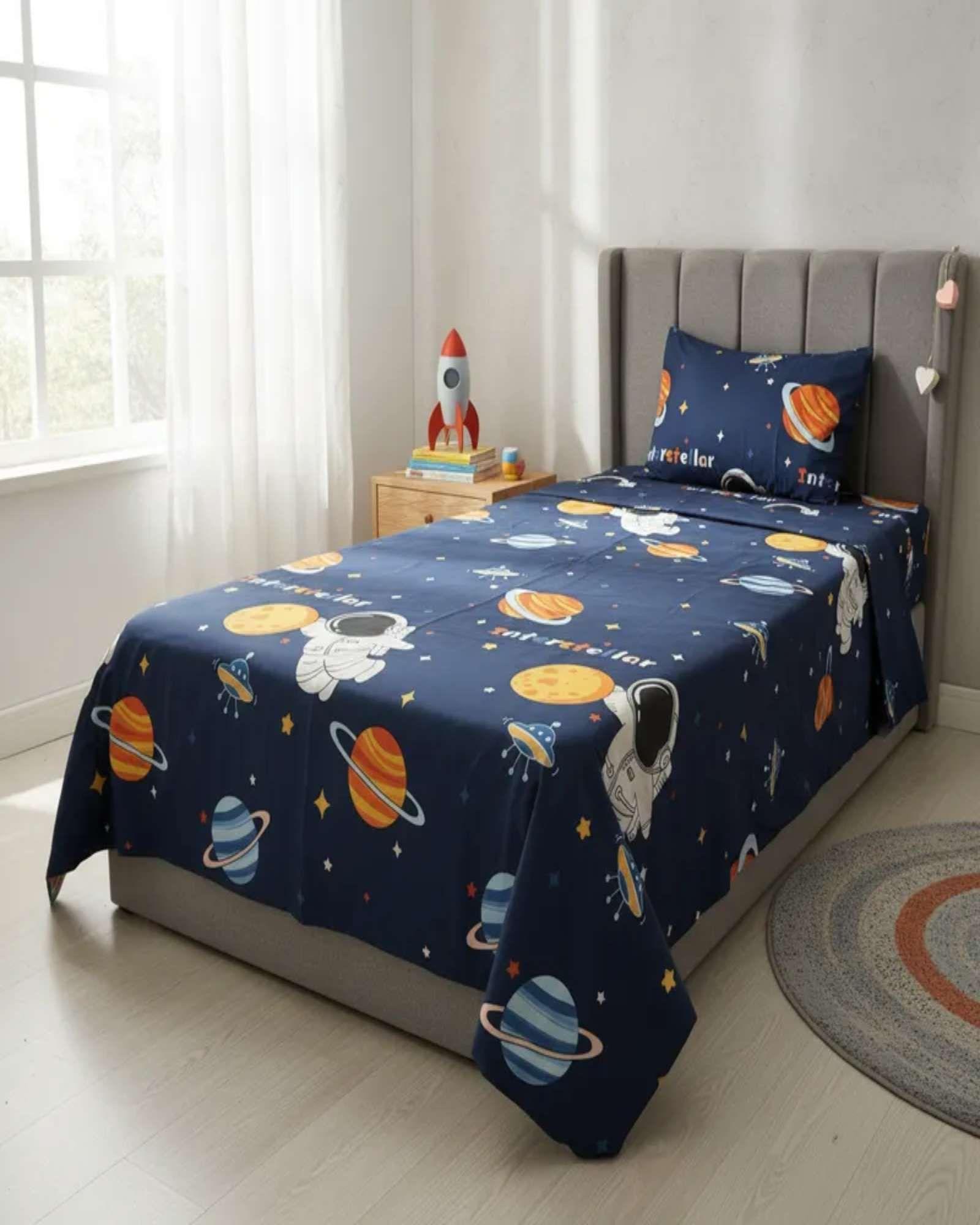 Sábanas plaza y media infantil niña niño Astronauta-4