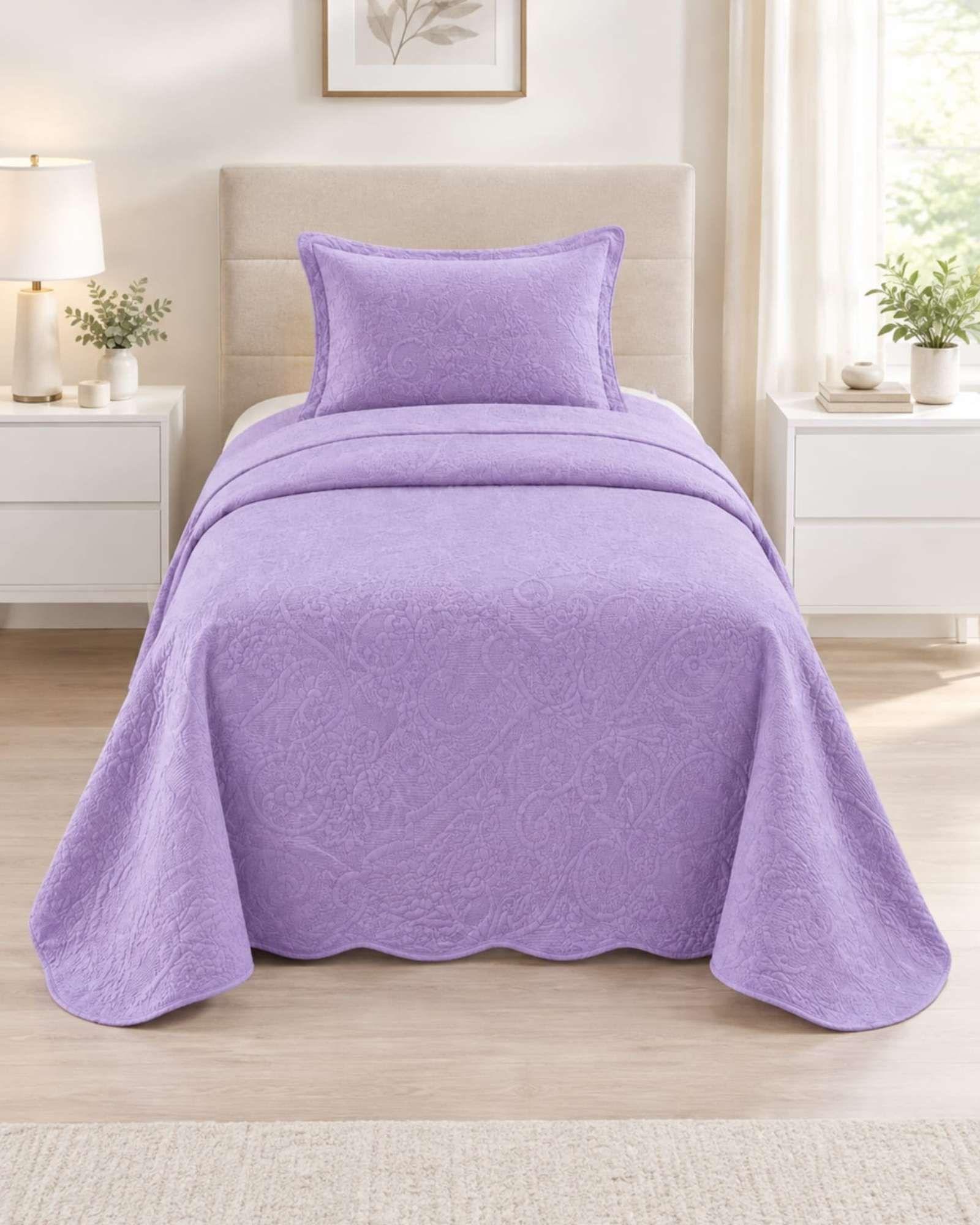 Cubrecama Quilt de Verano Liso 1.5 Plazas con Relieve 04-3