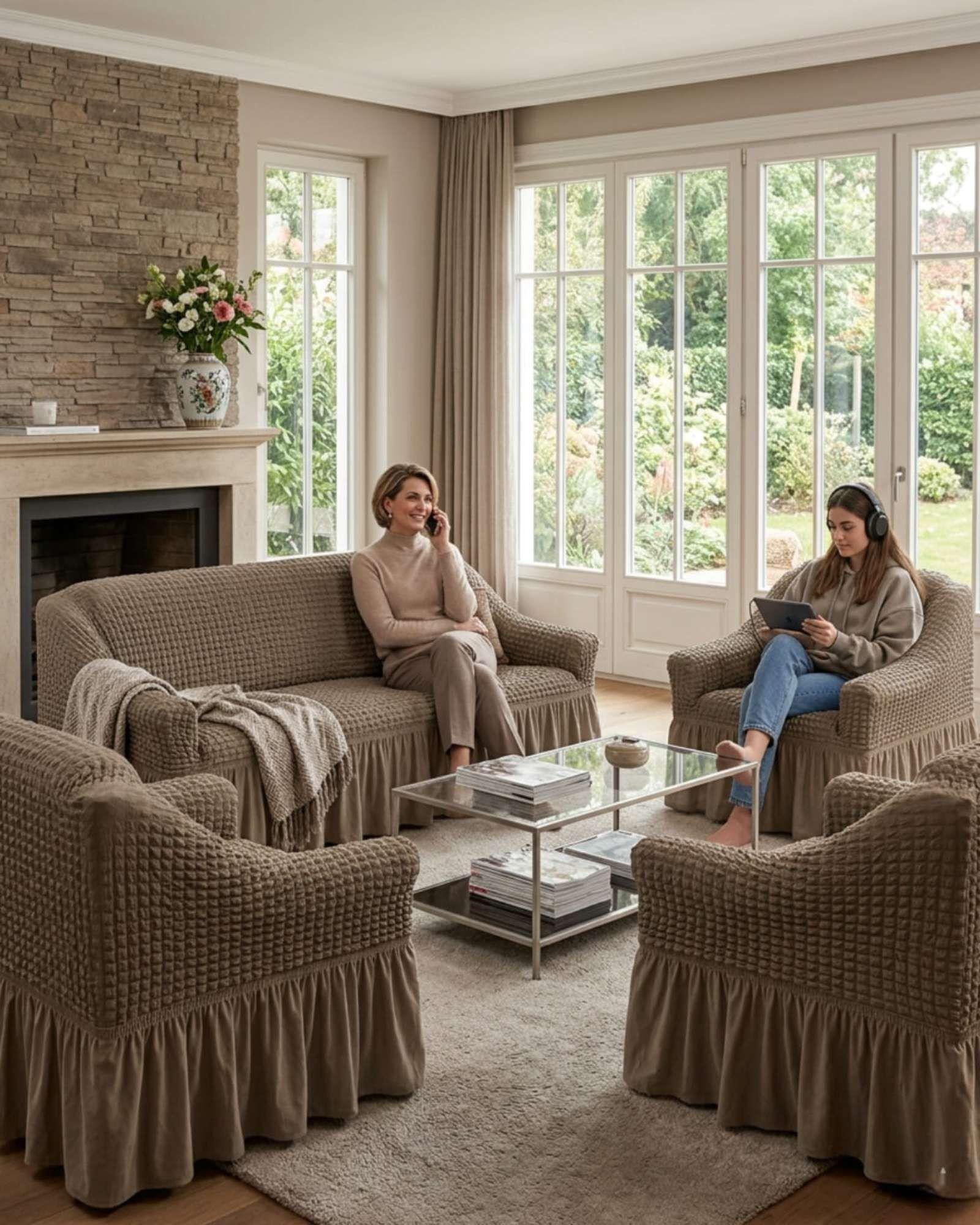 Juego De Fundas De Sillón Turcas 3-1-1 Elásticas Ajustables m3-4